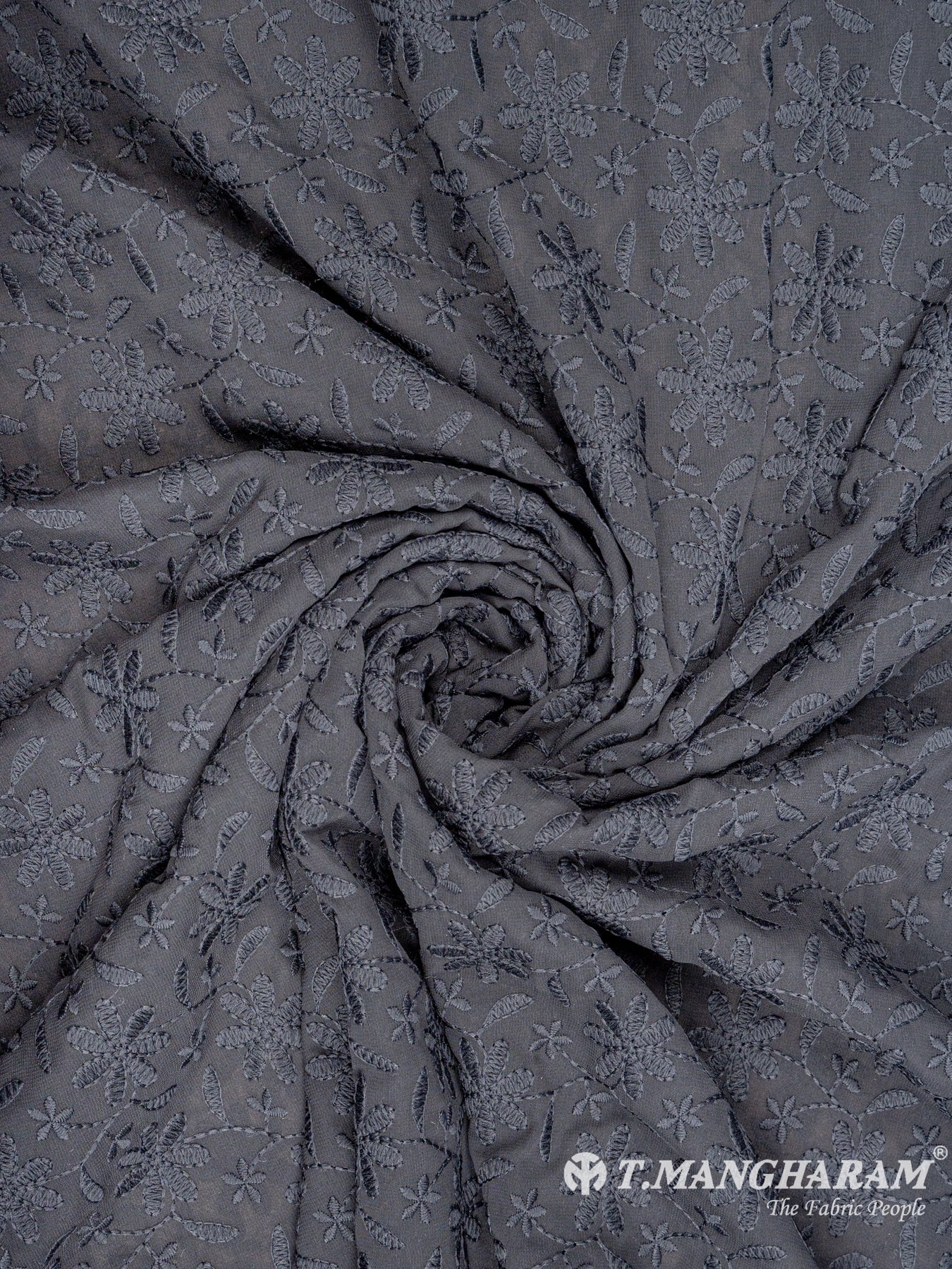 Black Georgette Embroidery Fabric - EC6275 view-1