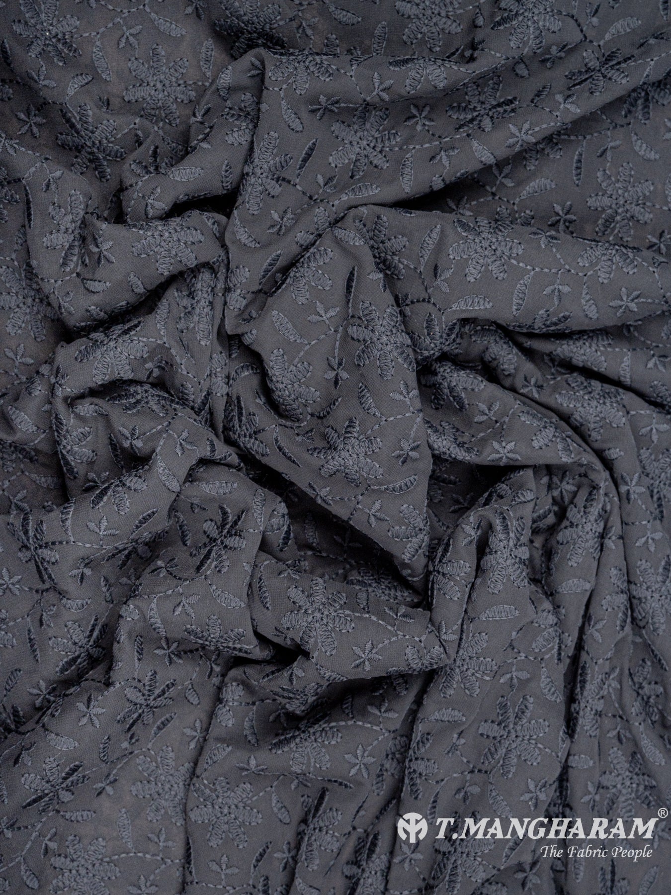 Black Georgette Embroidery Fabric - EC6275 view-4