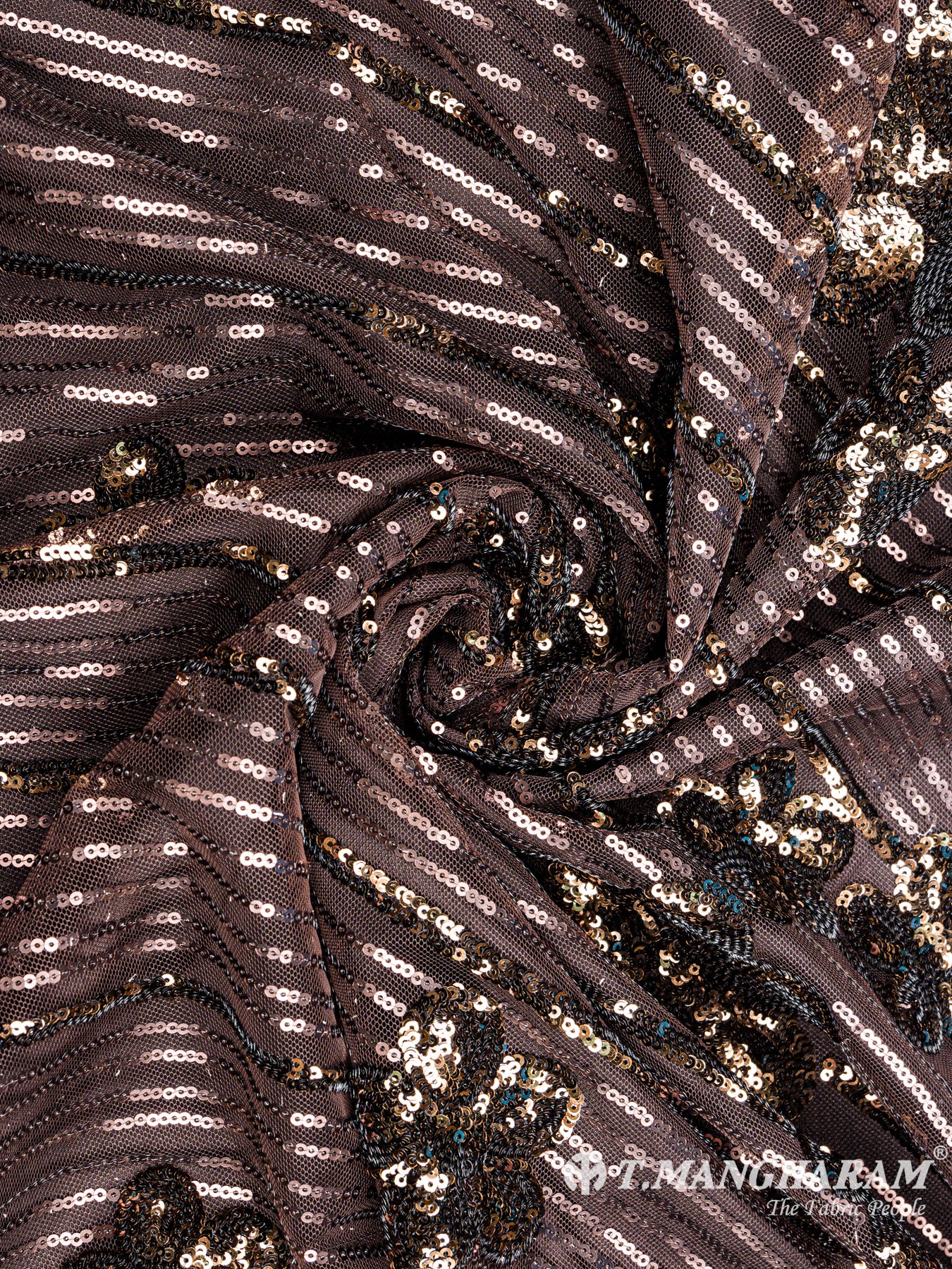 Brown Fancy Net Fabric - EC4859 view-1