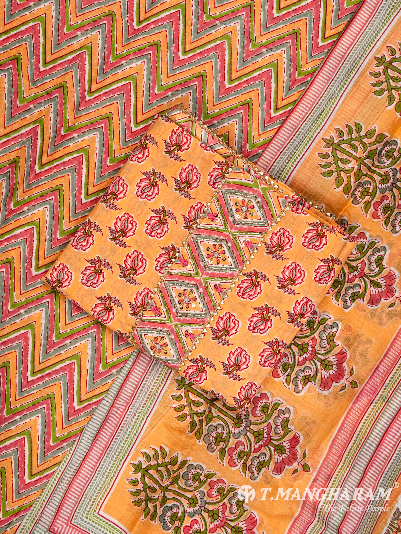Yellow Cotton Chudidhar Fabric Set - EG1465 view-1