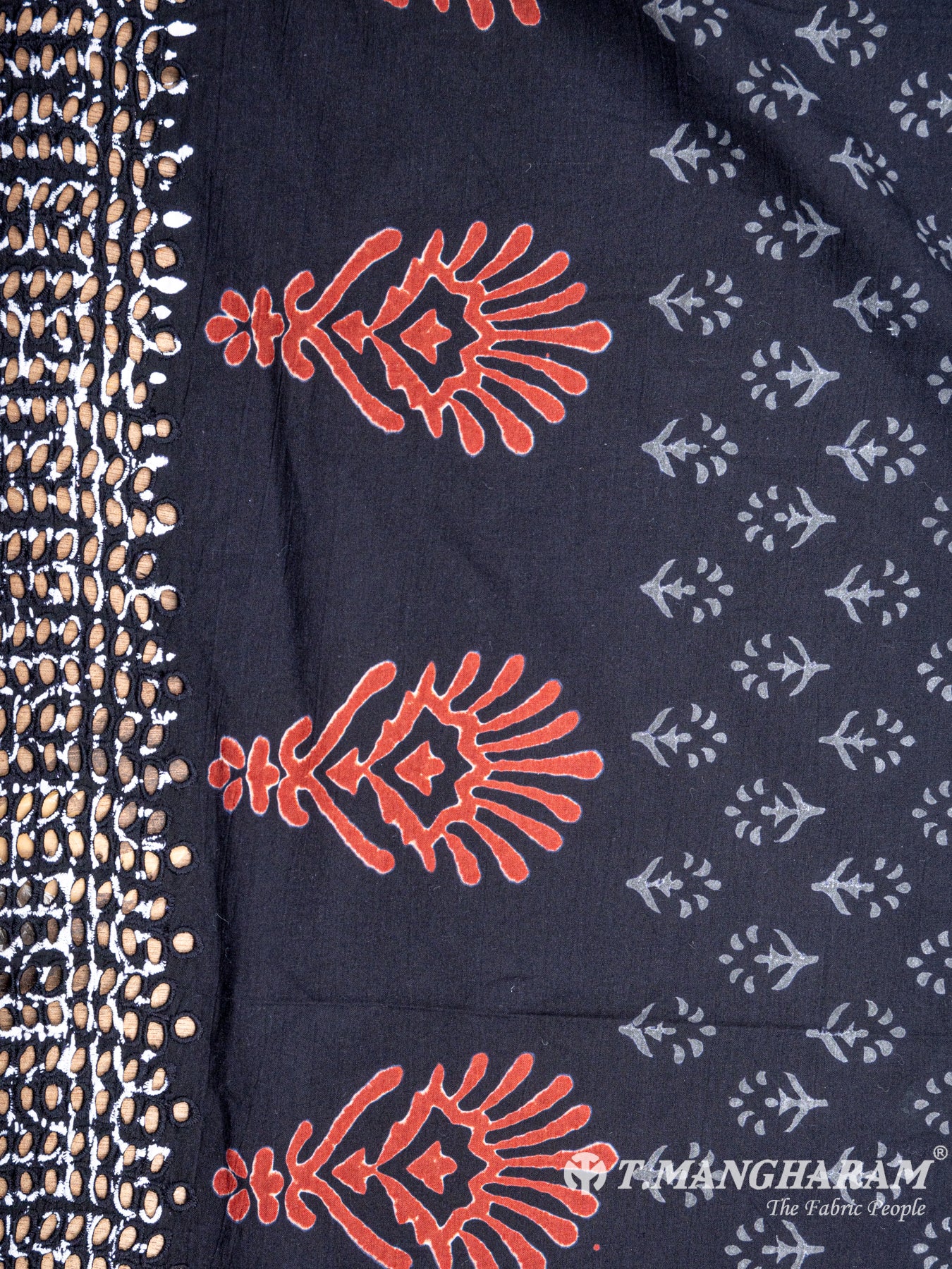 Black Cotton Embroidery Fabric - EB4730