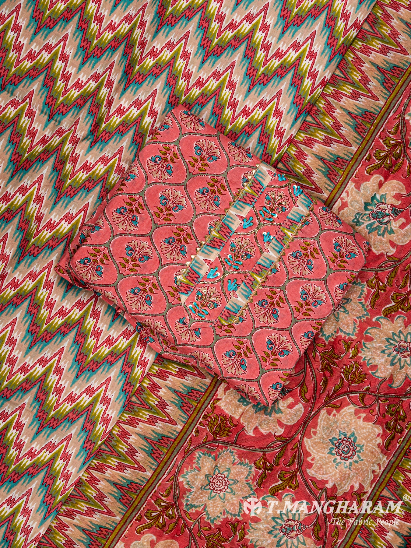 Pink Cotton Chudidhar Fabric Set - EG1462 view-1