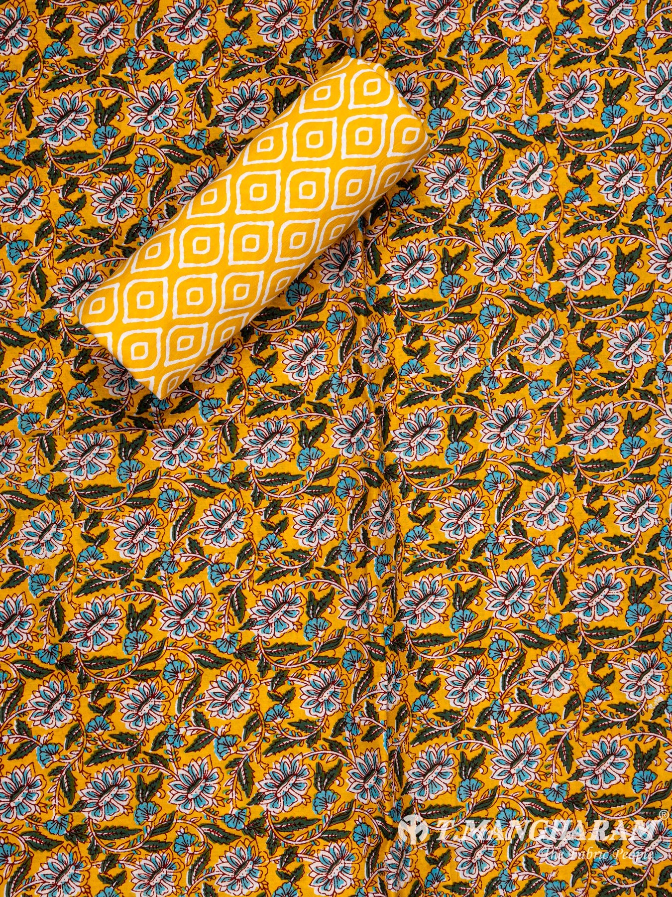 Mustard Yellow Cotton Chudidhar Fabric Set - EG1409 view-3