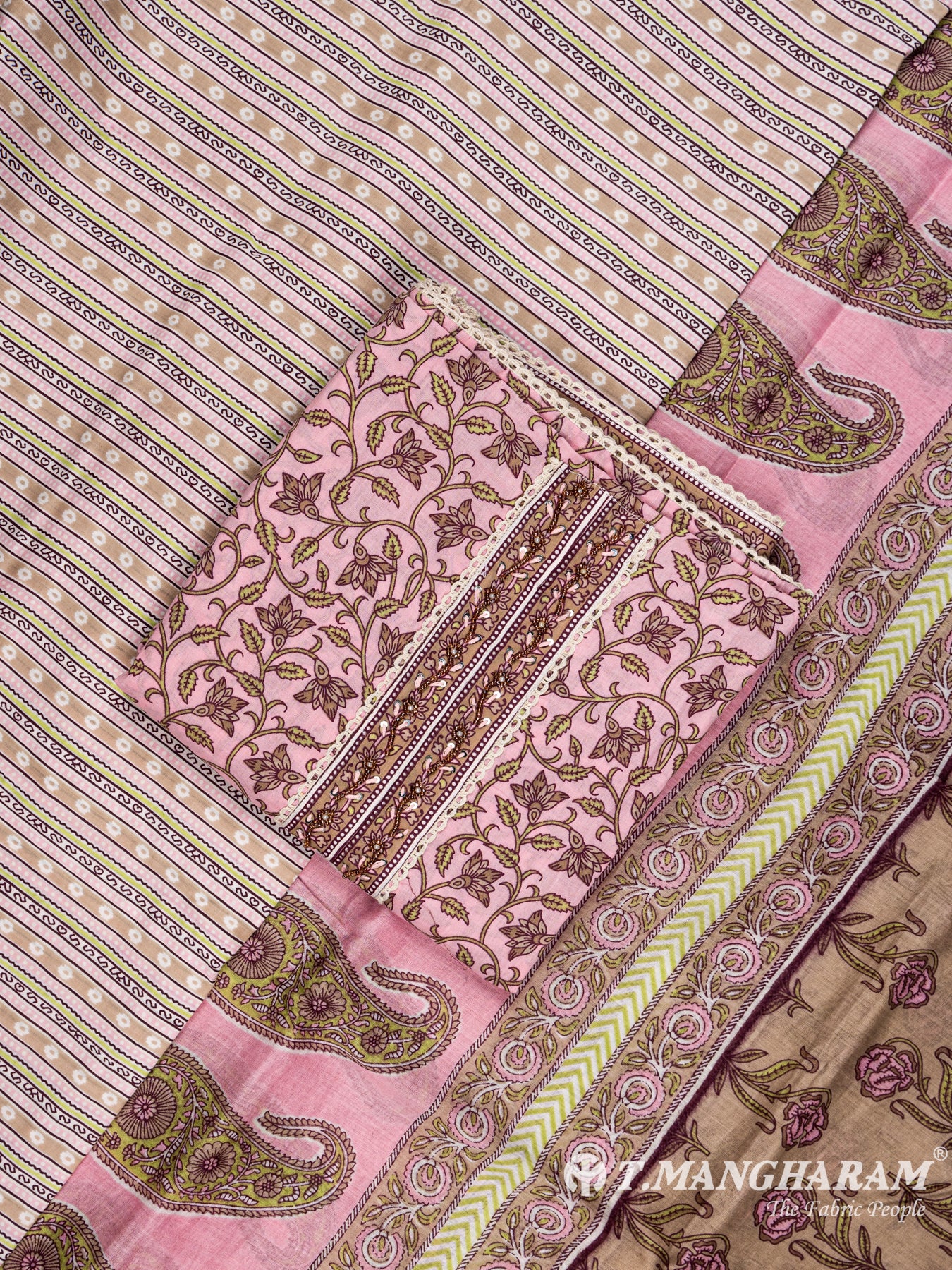 Pink Cotton Chudidhar Fabric Set - EG1464 view-1