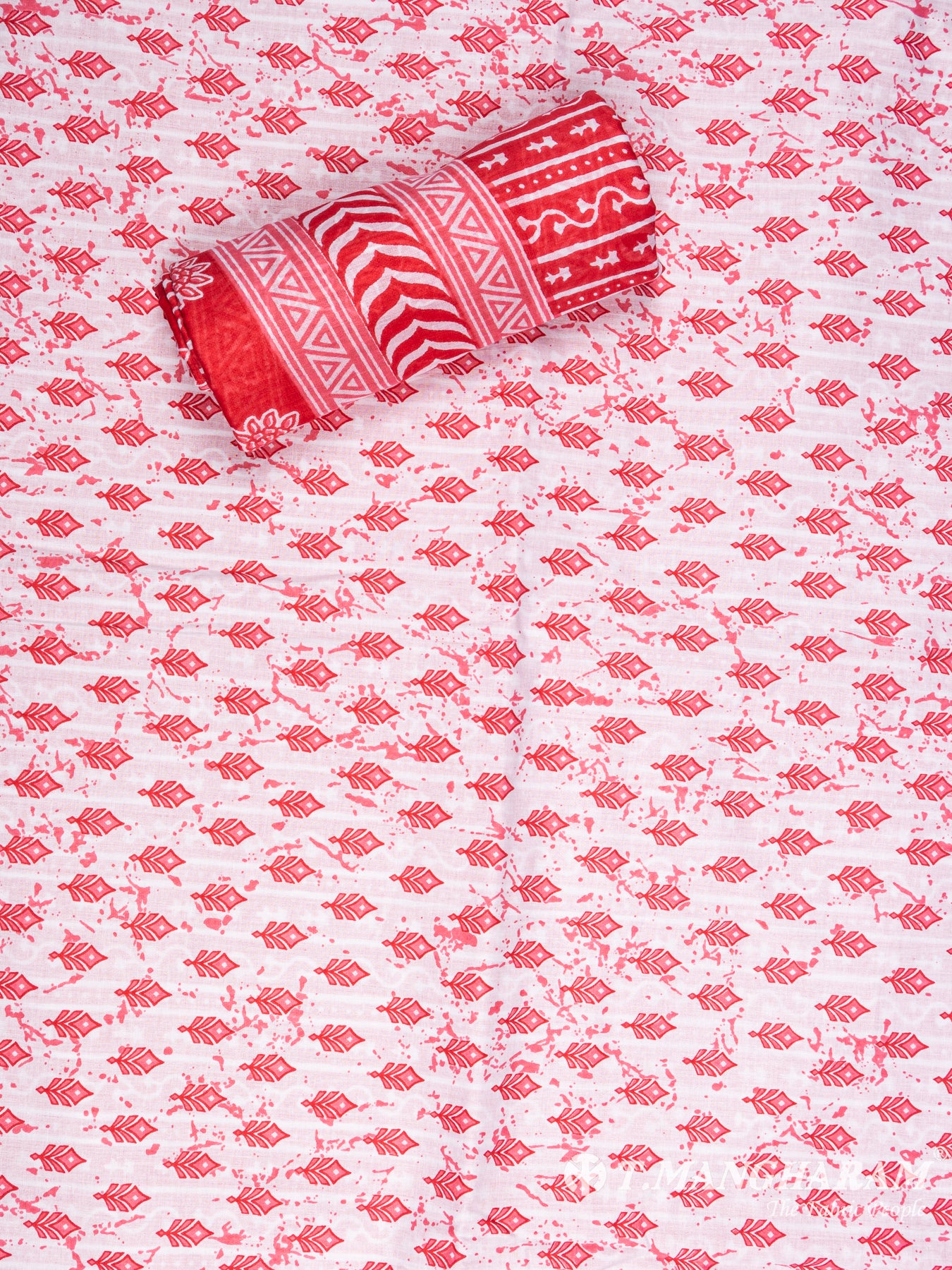 Red Cotton Chudidhar Fabric Set - EG1420 view-2