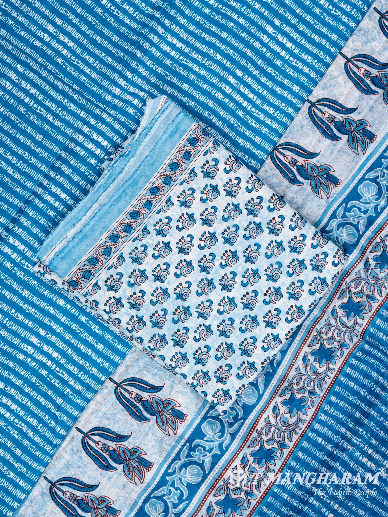 Blue Cotton Chudidhar Fabric Set - EG1411 view-1
