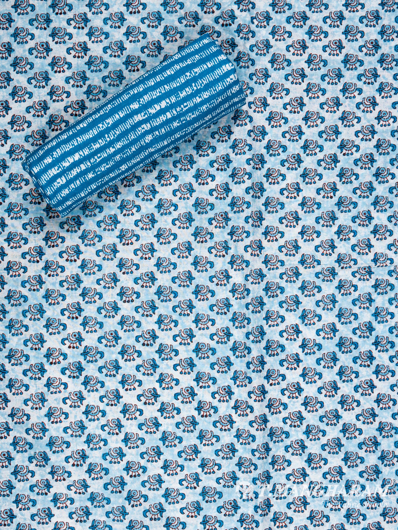 Blue Cotton Chudidhar Fabric Set - EG1411 view-3