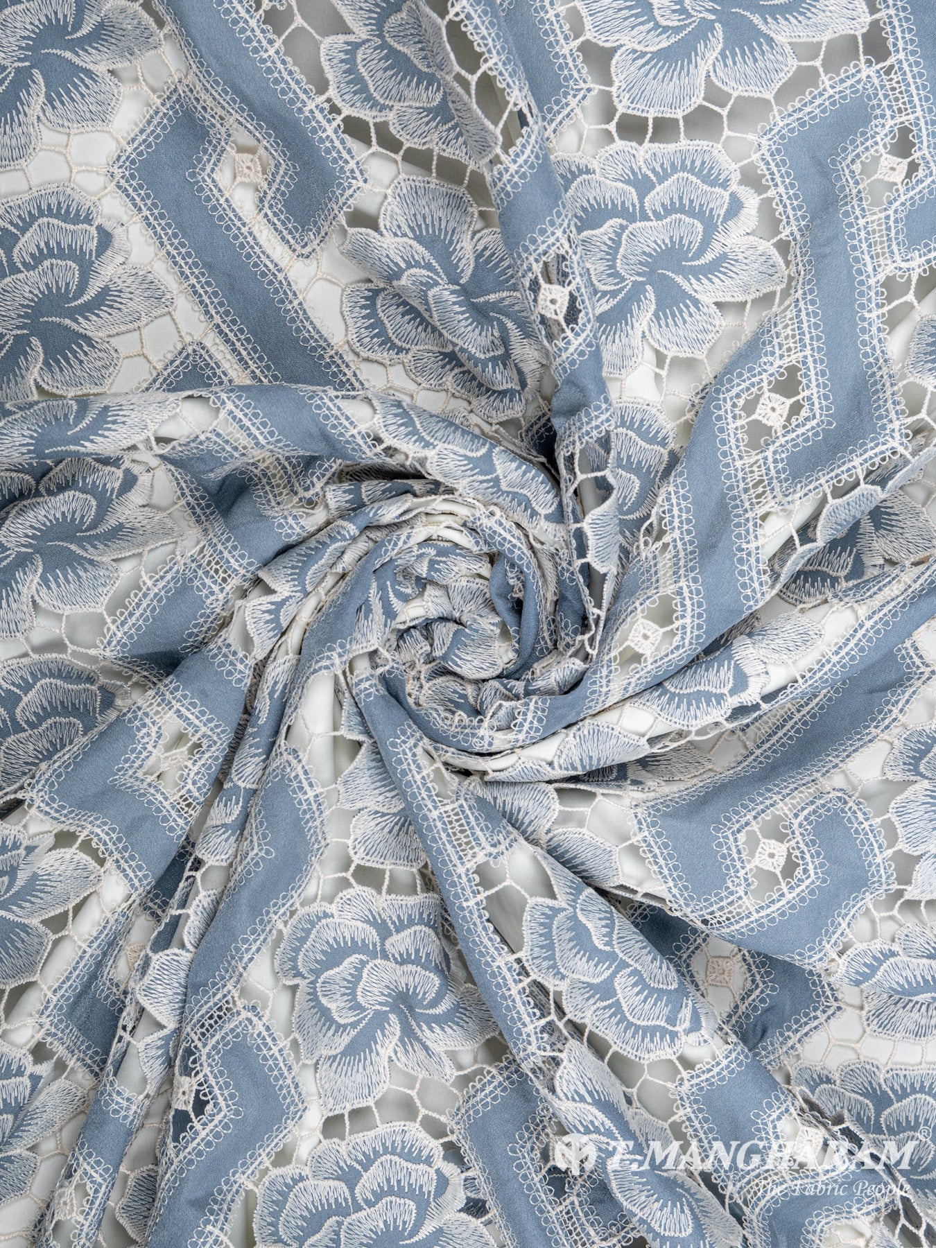 Blue Cotton Embroidery Fabric - EC6390 view-1