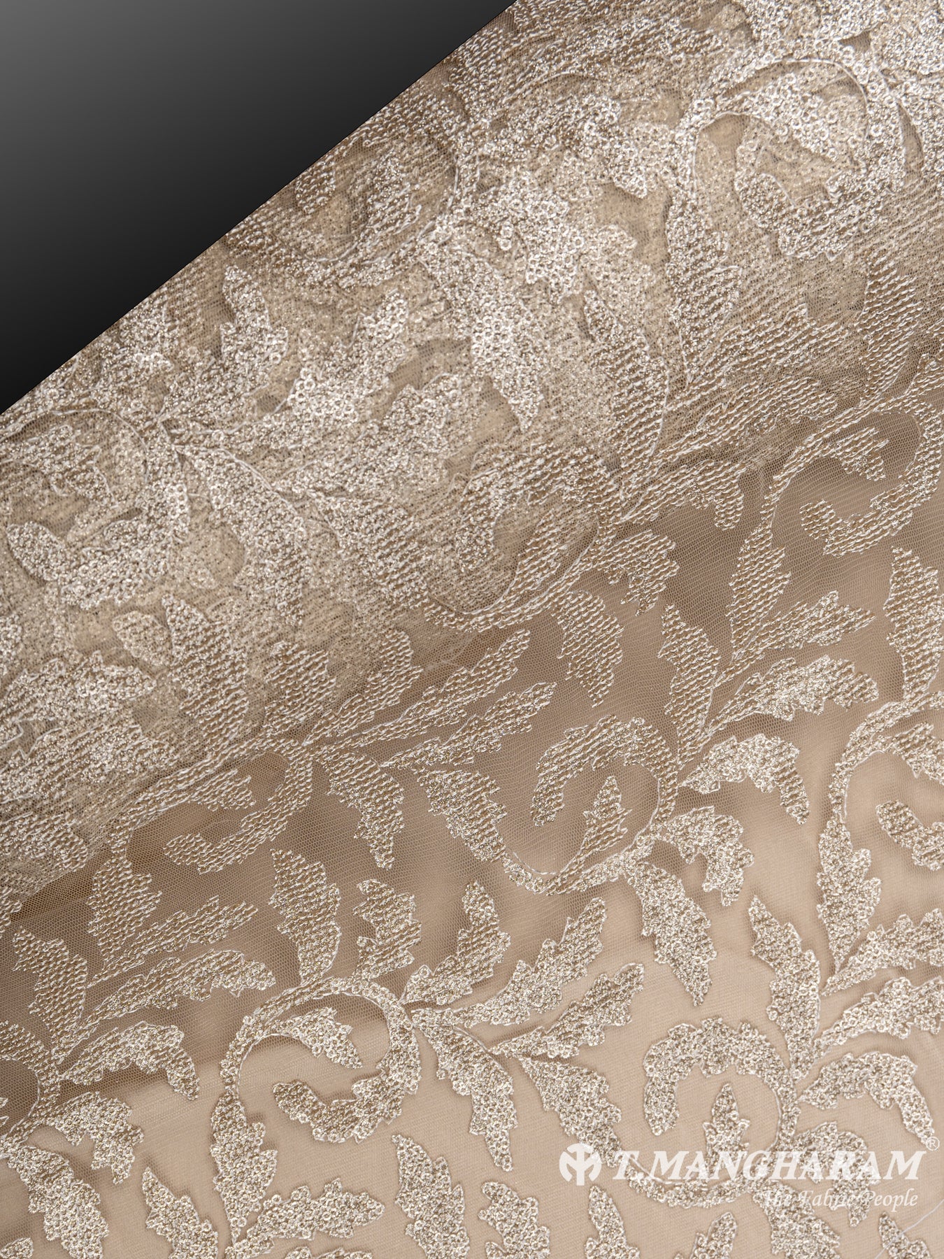 Beige Net Embroidery Fabric - EC6332 view-2