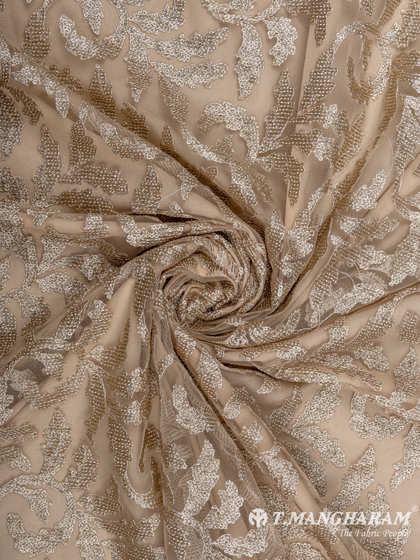 Beige Net Embroidery Fabric - EC6332 view-1