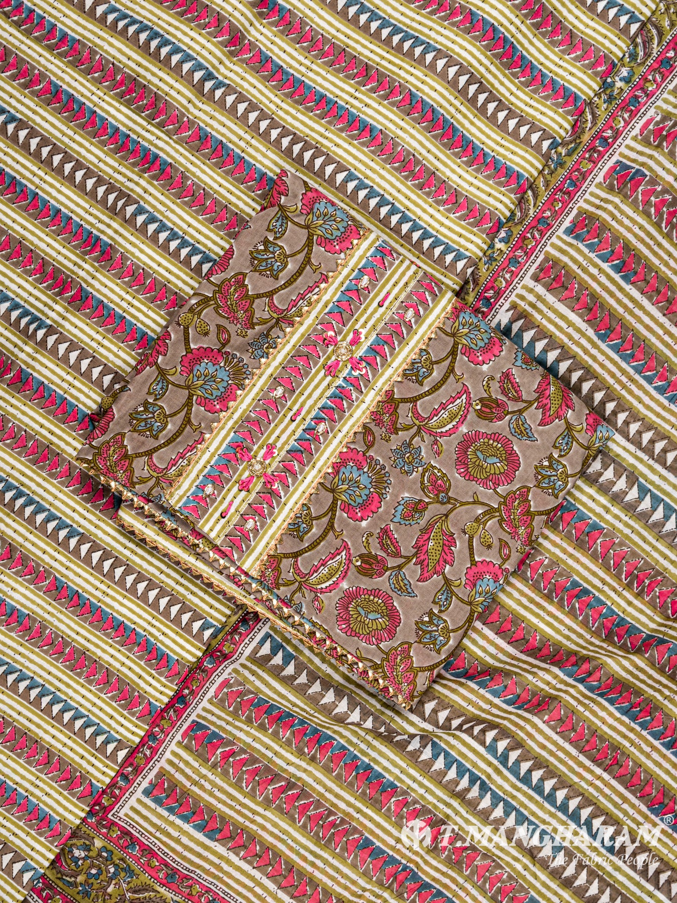 Brown Cotton Chudidhar Fabric Set - EG1444 view-1
