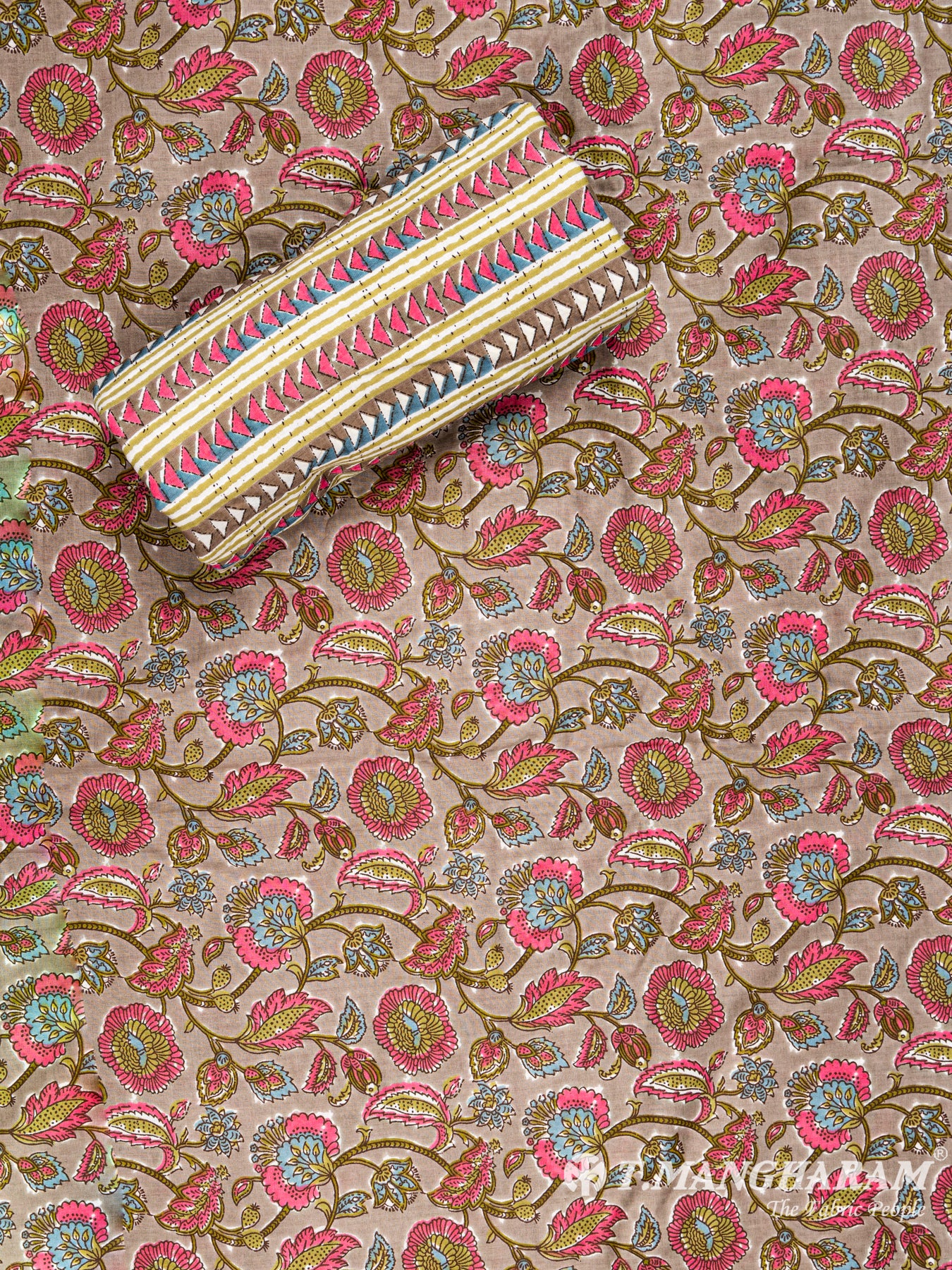 Brown Cotton Chudidhar Fabric Set - EG1444 view-3