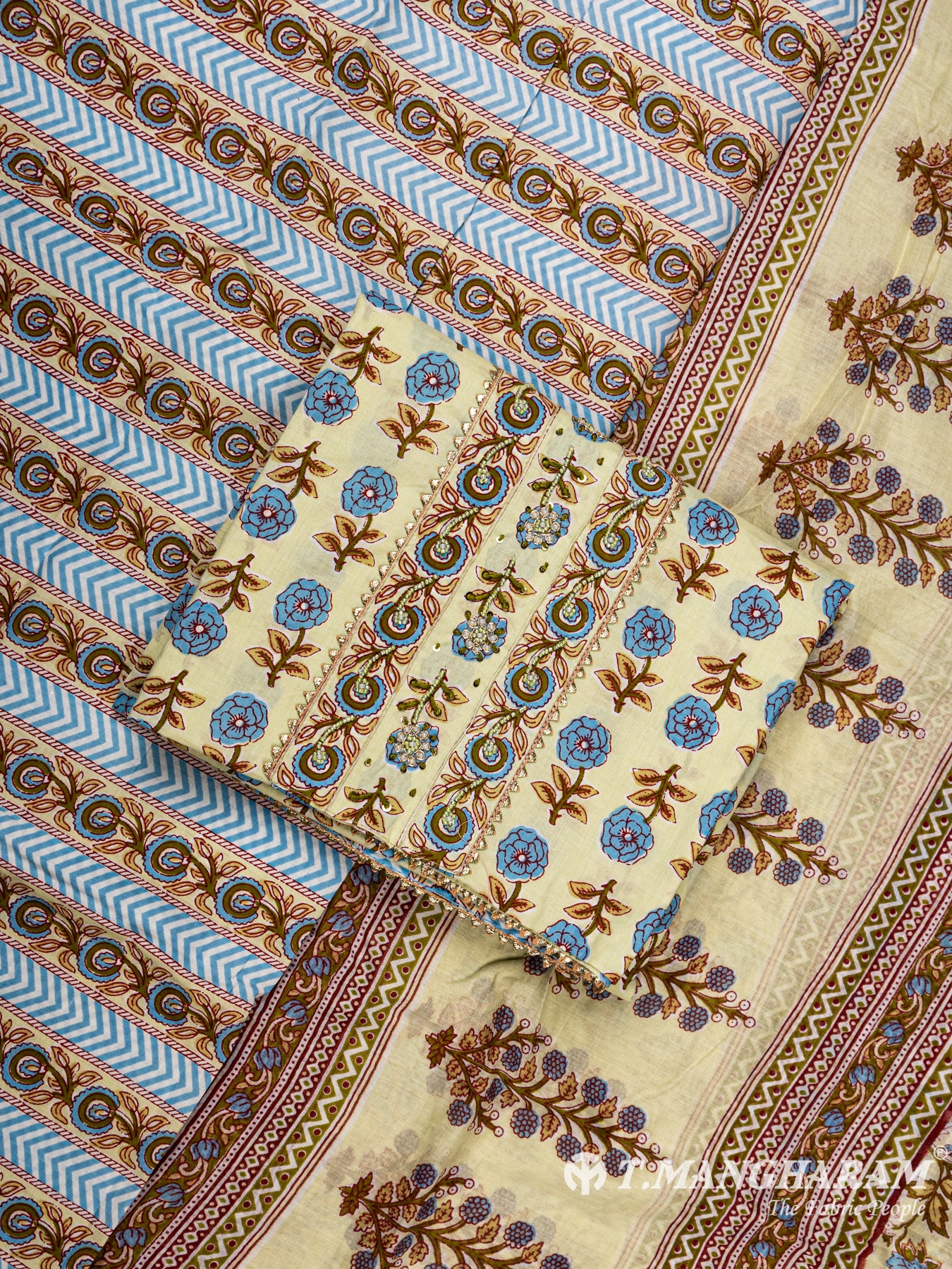 Yellow Cotton Chudidhar Fabric Set - EG1454 view-1
