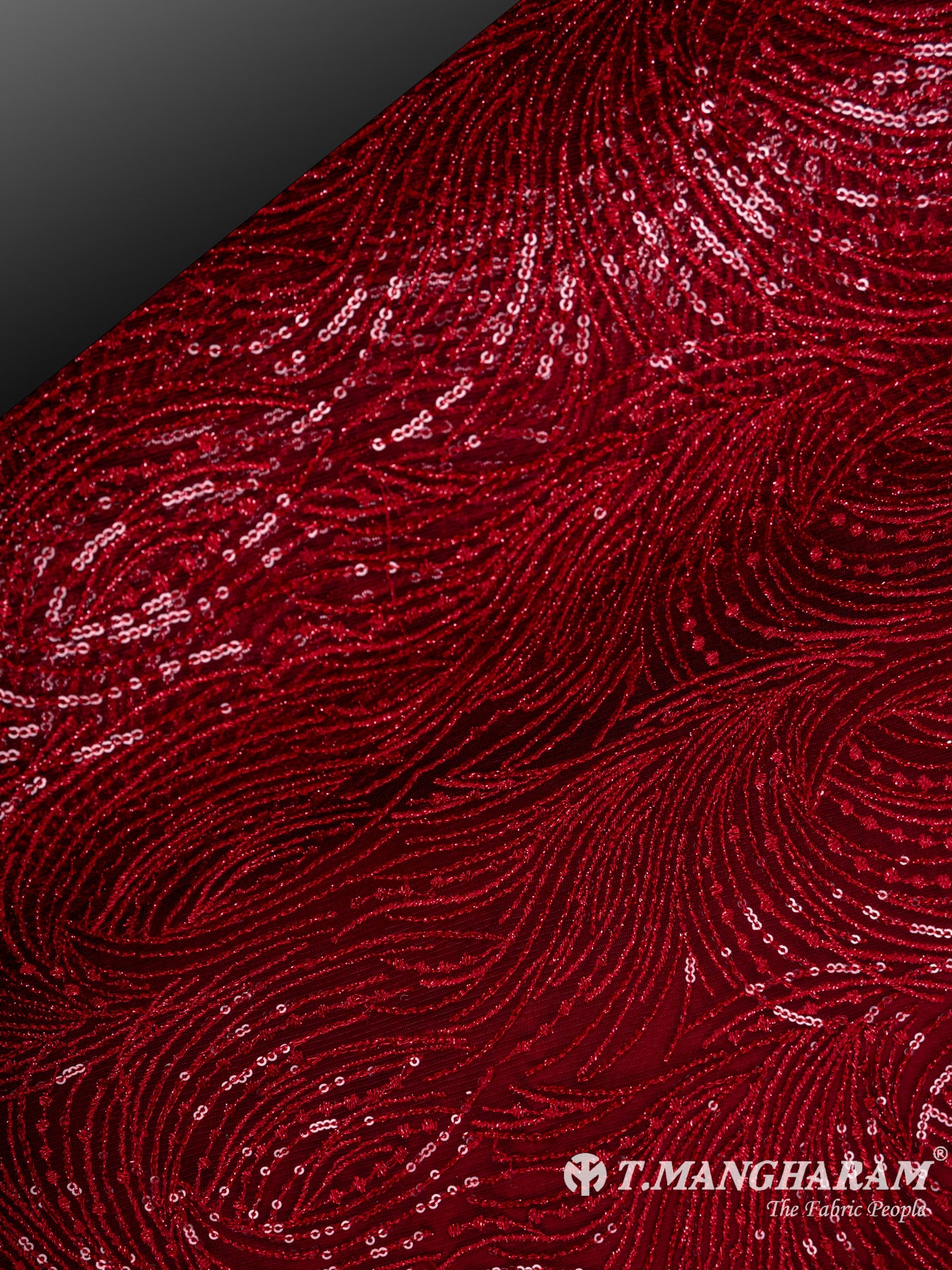 Maroon Net Embroidery Fabric - EC6339 view-2