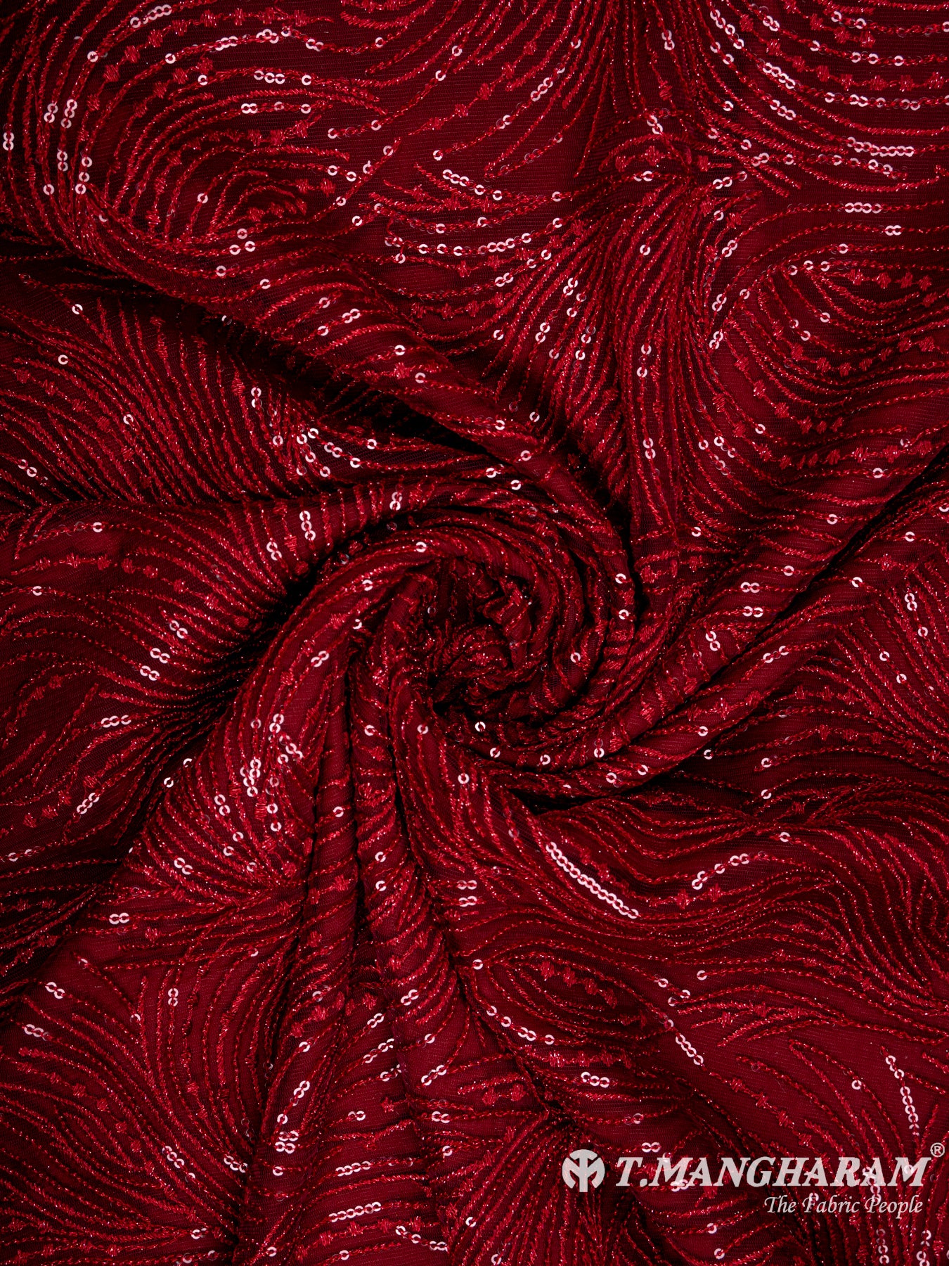 Maroon Net Embroidery Fabric - EC6339 view-1
