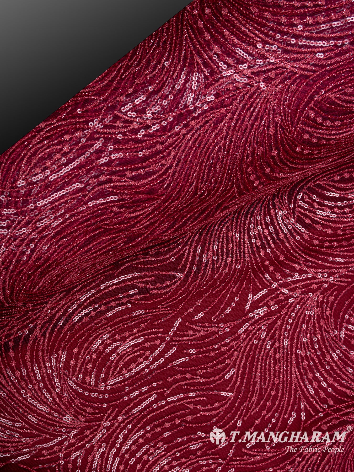 Maroon Net Embroidery Fabric - EC6341 view-2