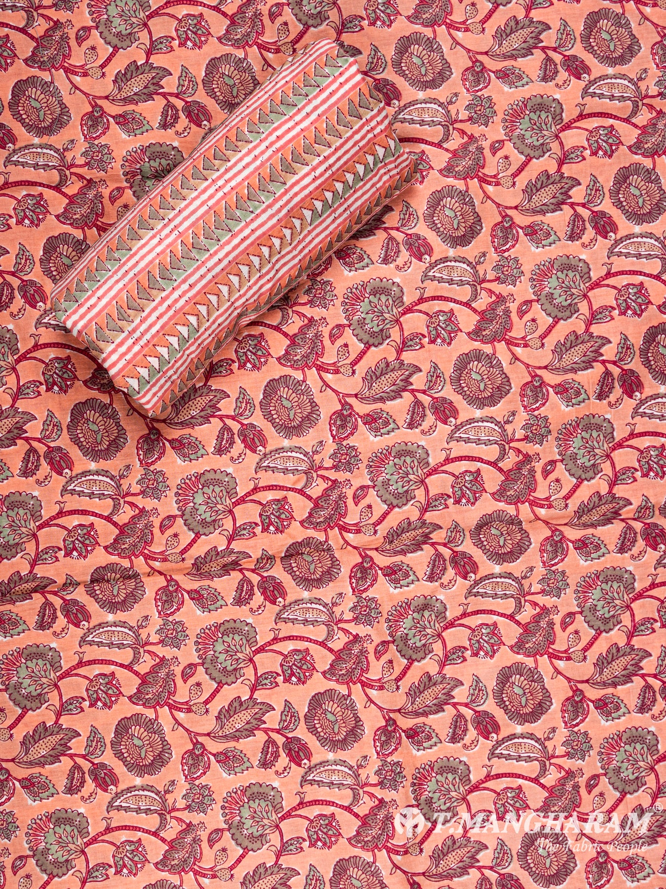 Peach Cotton Chudidhar Fabric Set - EG1441 view-3