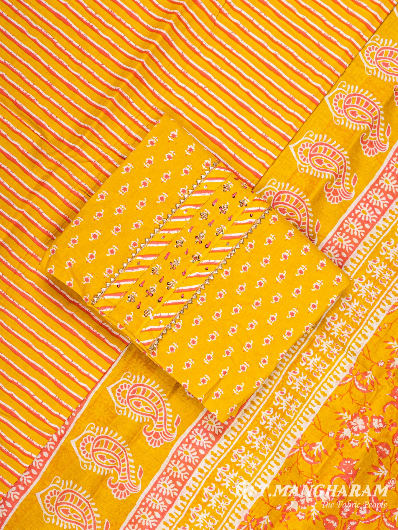Yellow Cotton Chudidhar Fabric Set - EG1457 view-1
