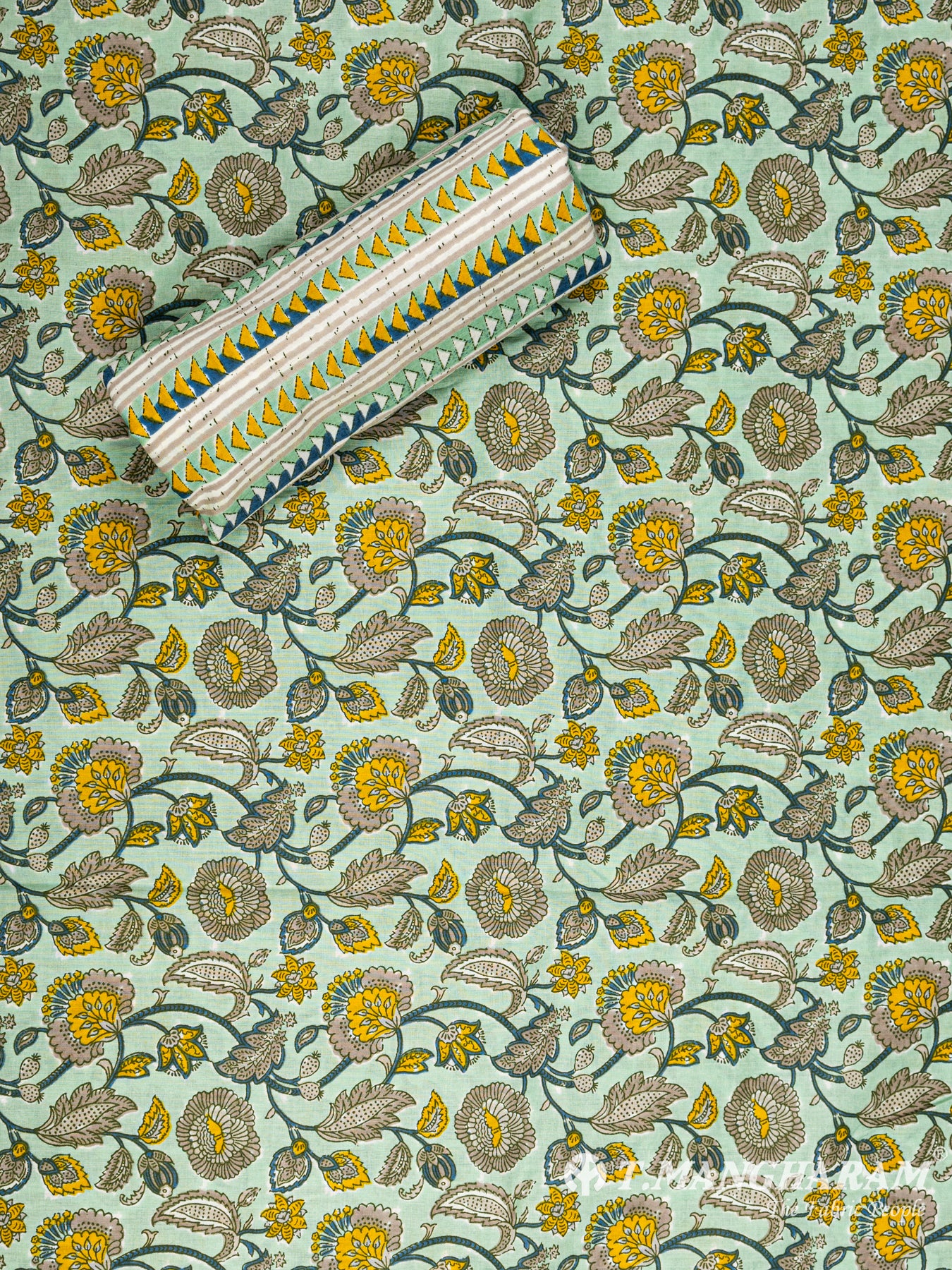 Green Cotton Chudidhar Fabric Set - EG1443 view-3