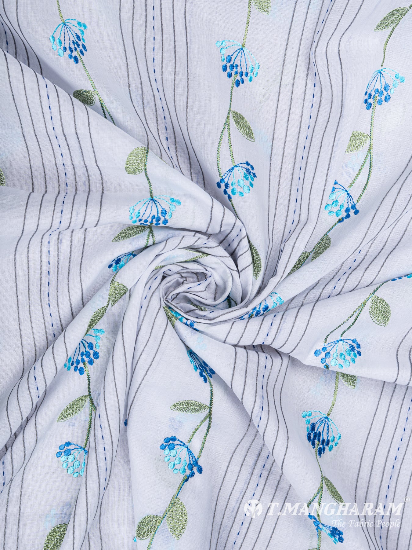 White Cotton Embroidery Fabric - EB4776 view-1
