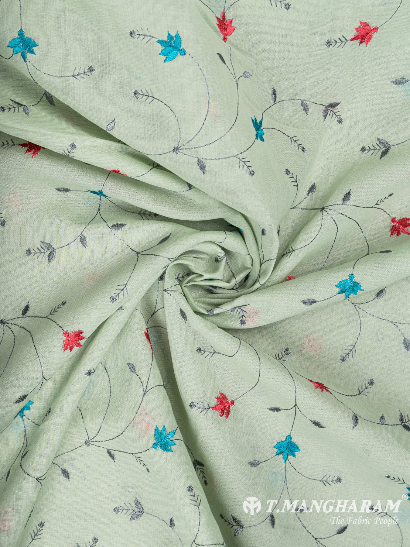 Green Cotton Embroidery Fabric - EB4737 view-