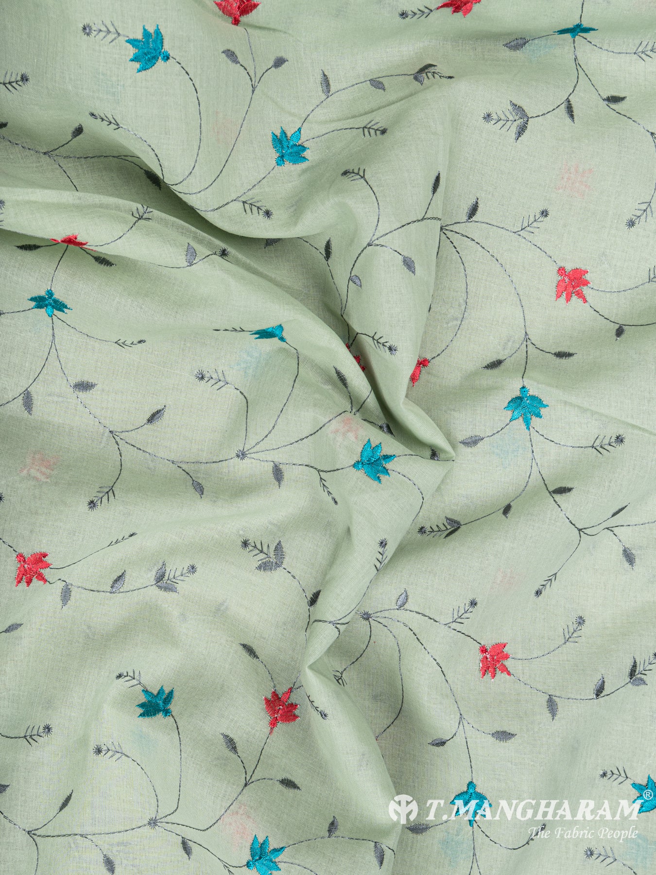 Green Cotton Embroidery Fabric - EB4737 view-4
