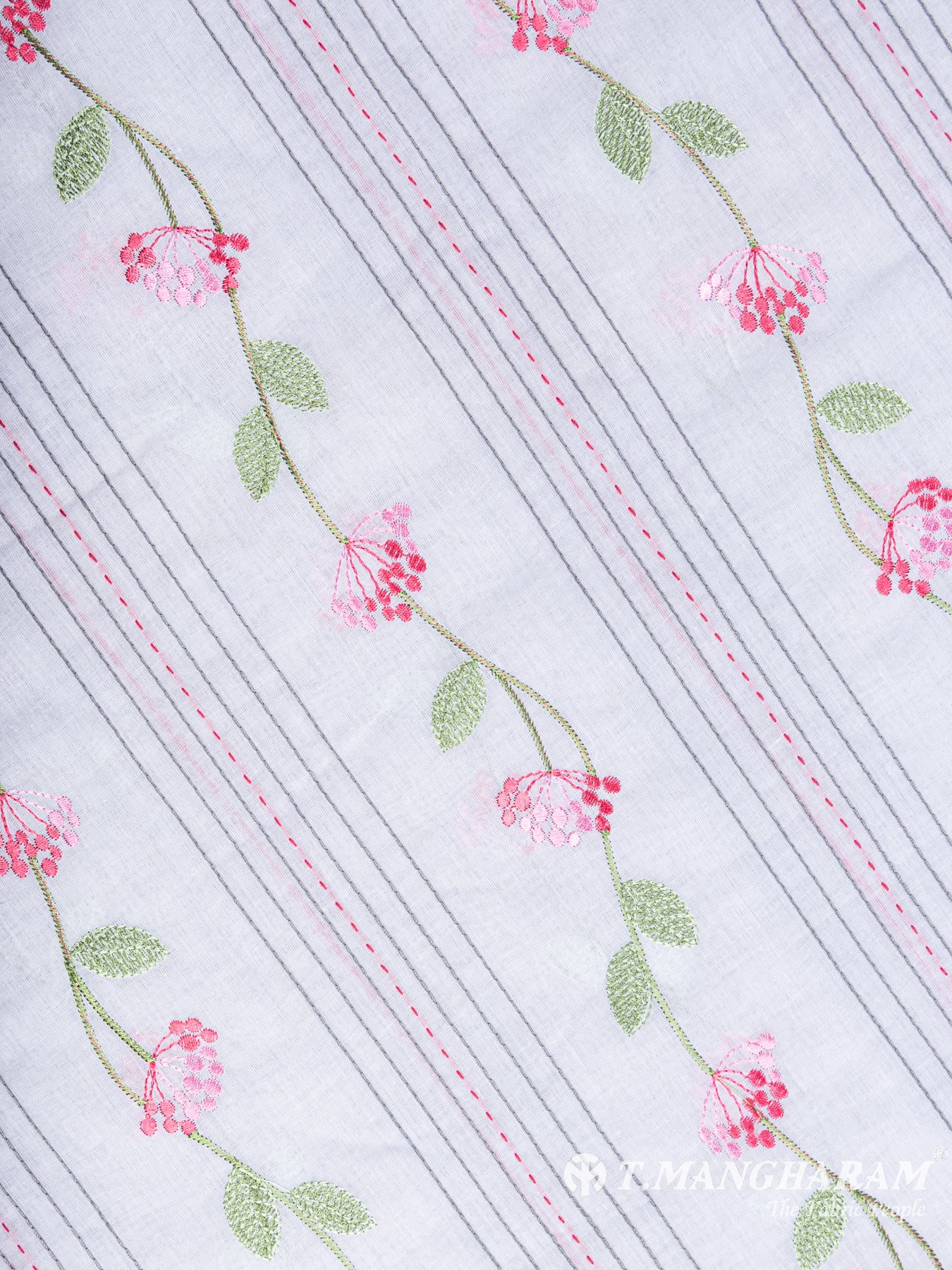 White Cotton Embroidery Fabric - EA4774 view-3
