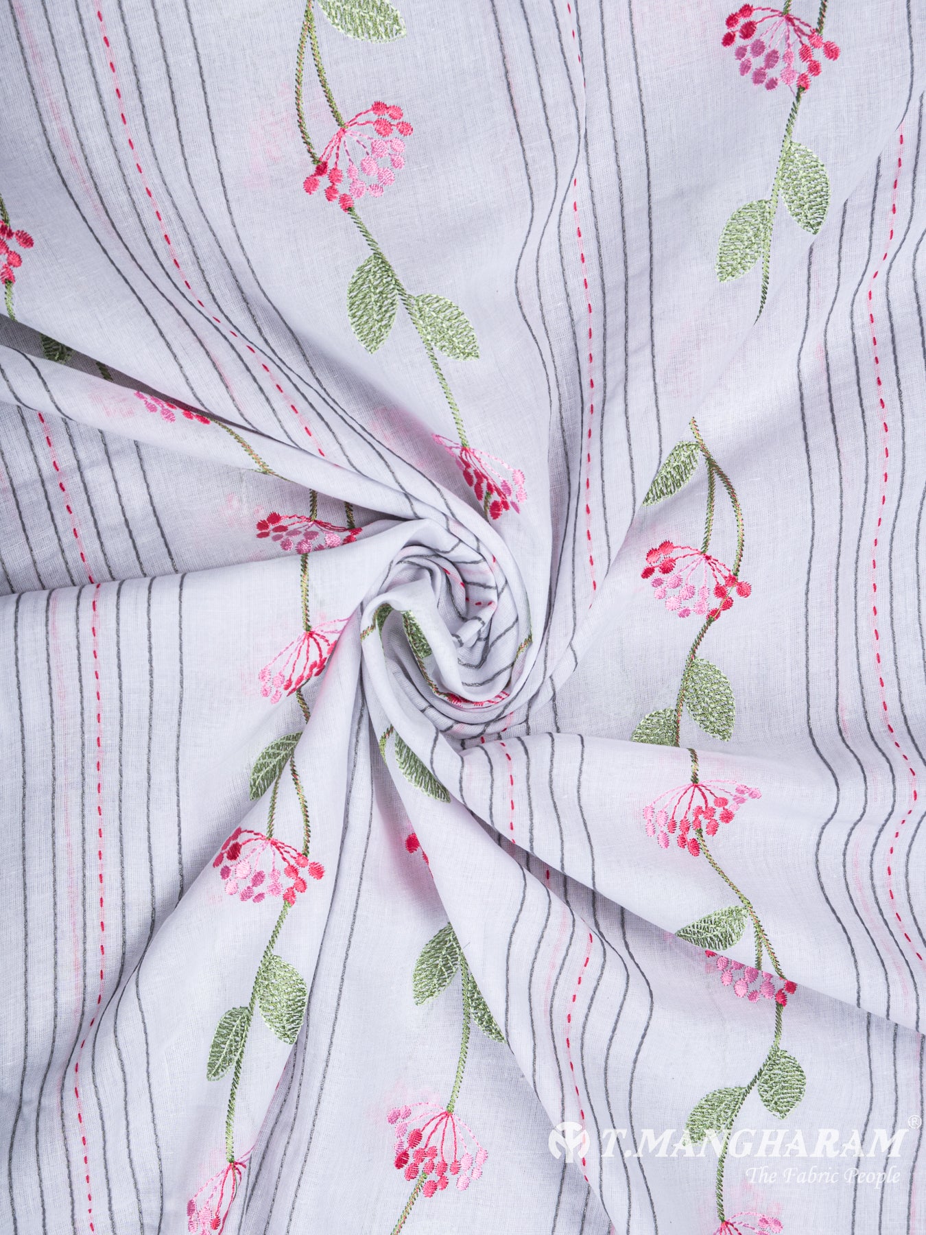 White Cotton Embroidery Fabric - EA4774 view-1