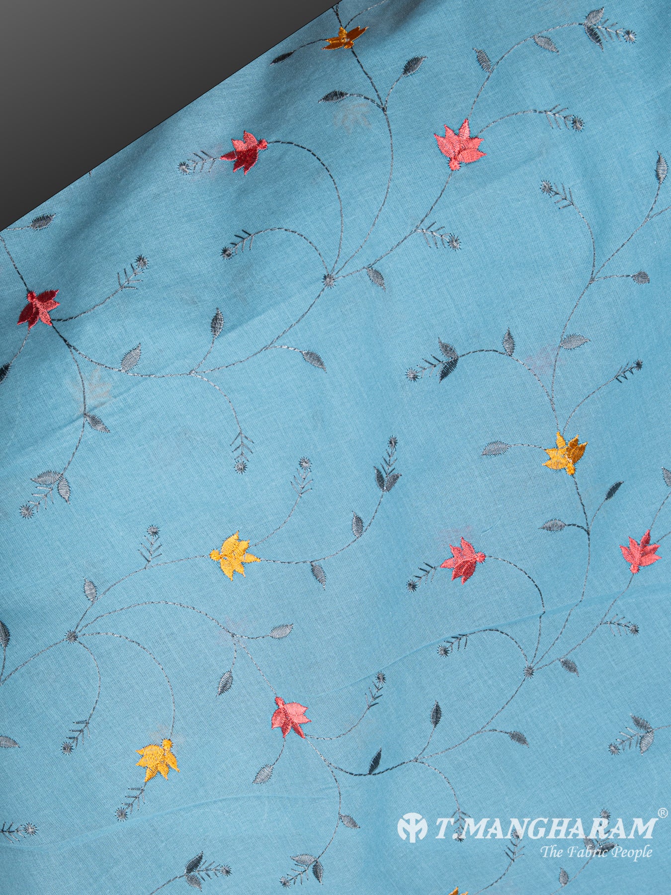 Blue Cotton Embroidery Fabric - EB4739 view-2