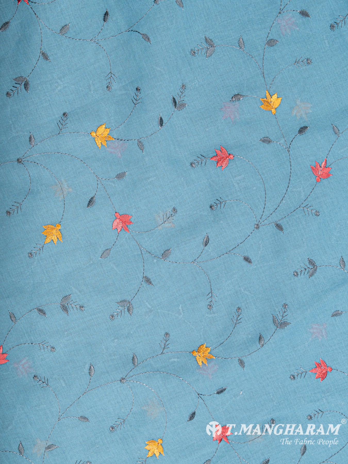 Blue Cotton Embroidery Fabric - EB4739 view-3