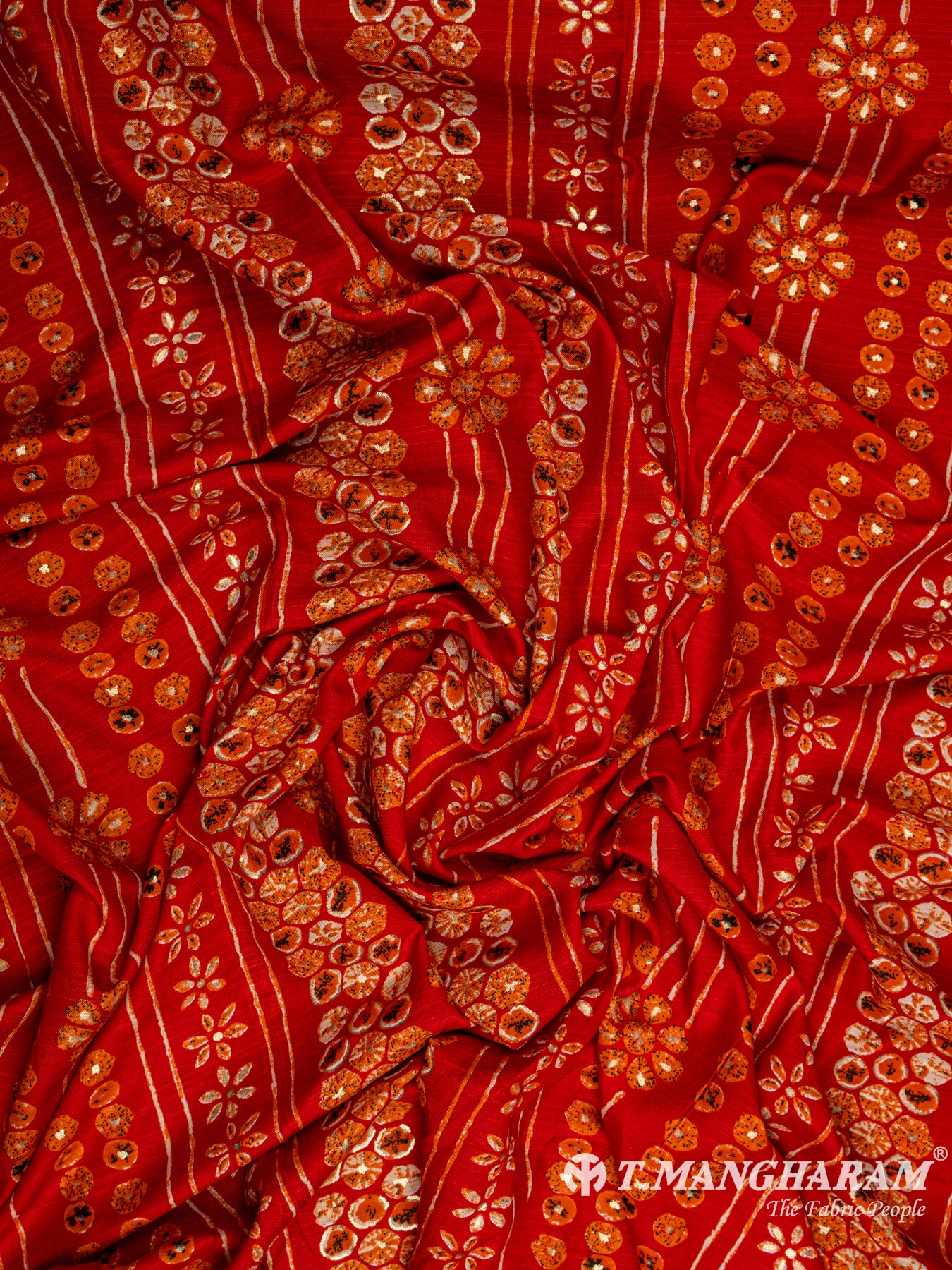Red Rayon Cotton Fabric - EC4943 view-3