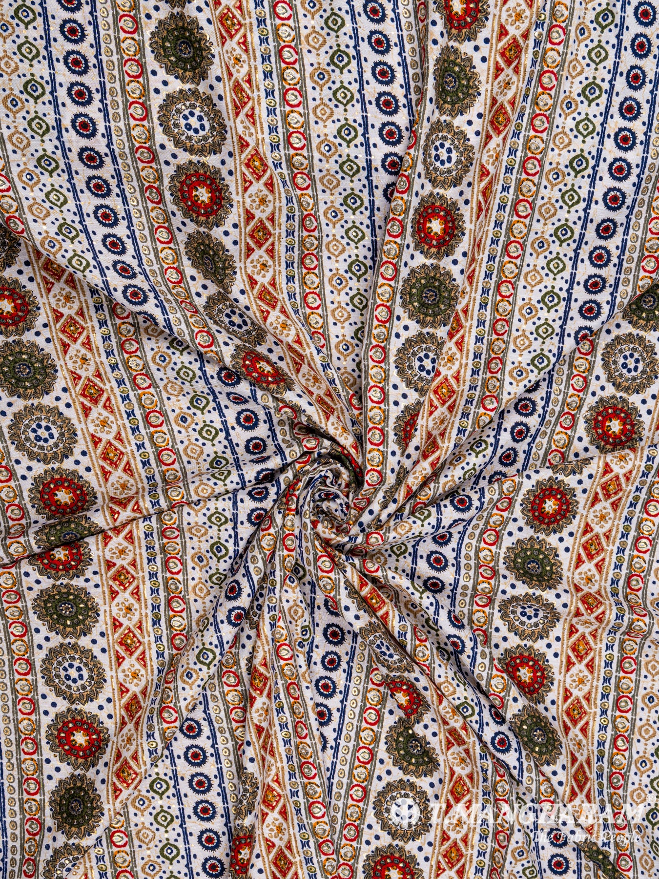 White Rayon Cotton Fabric - EC4949 view-1