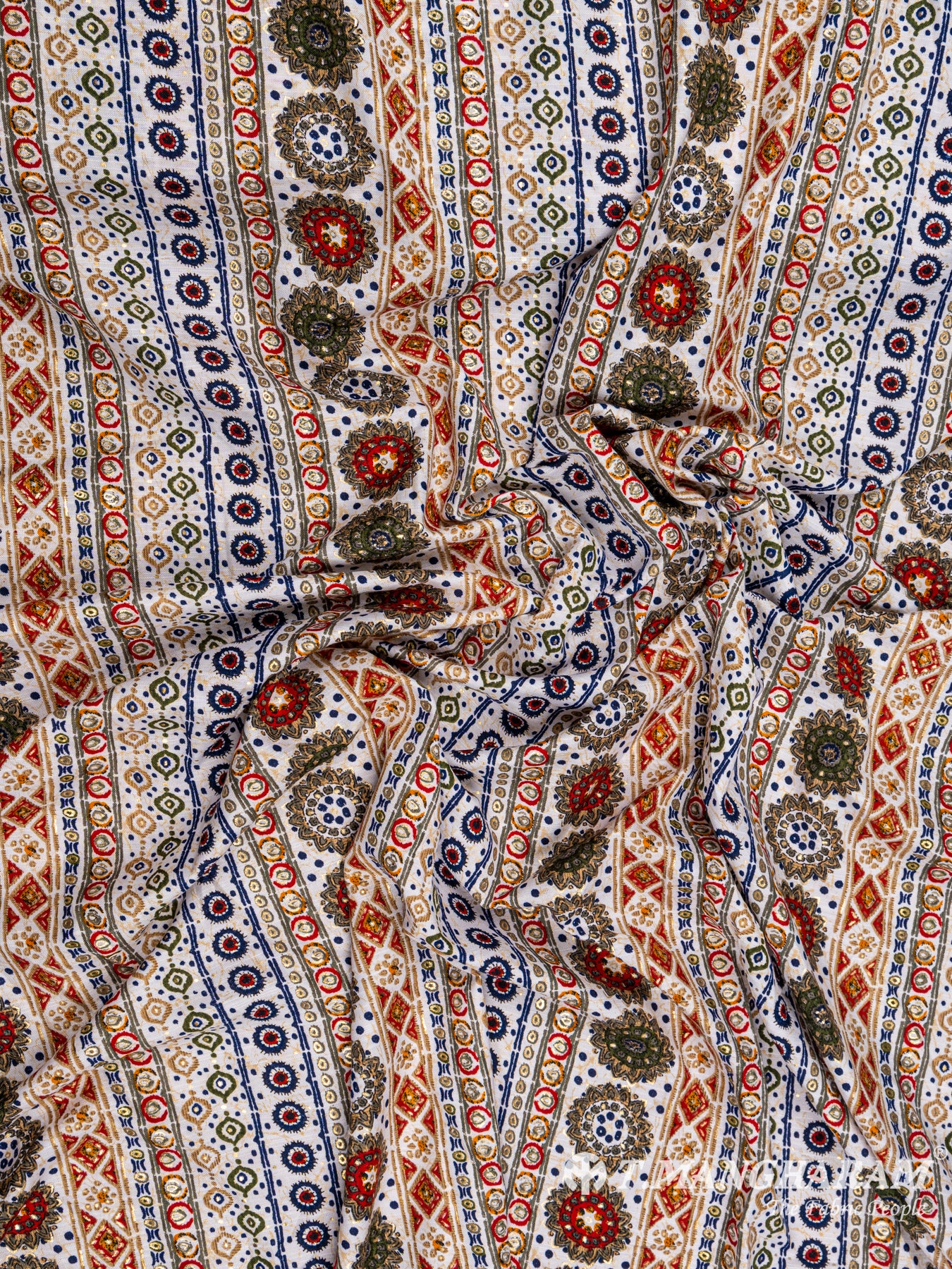 White Rayon Cotton Fabric - EC4949 view-4