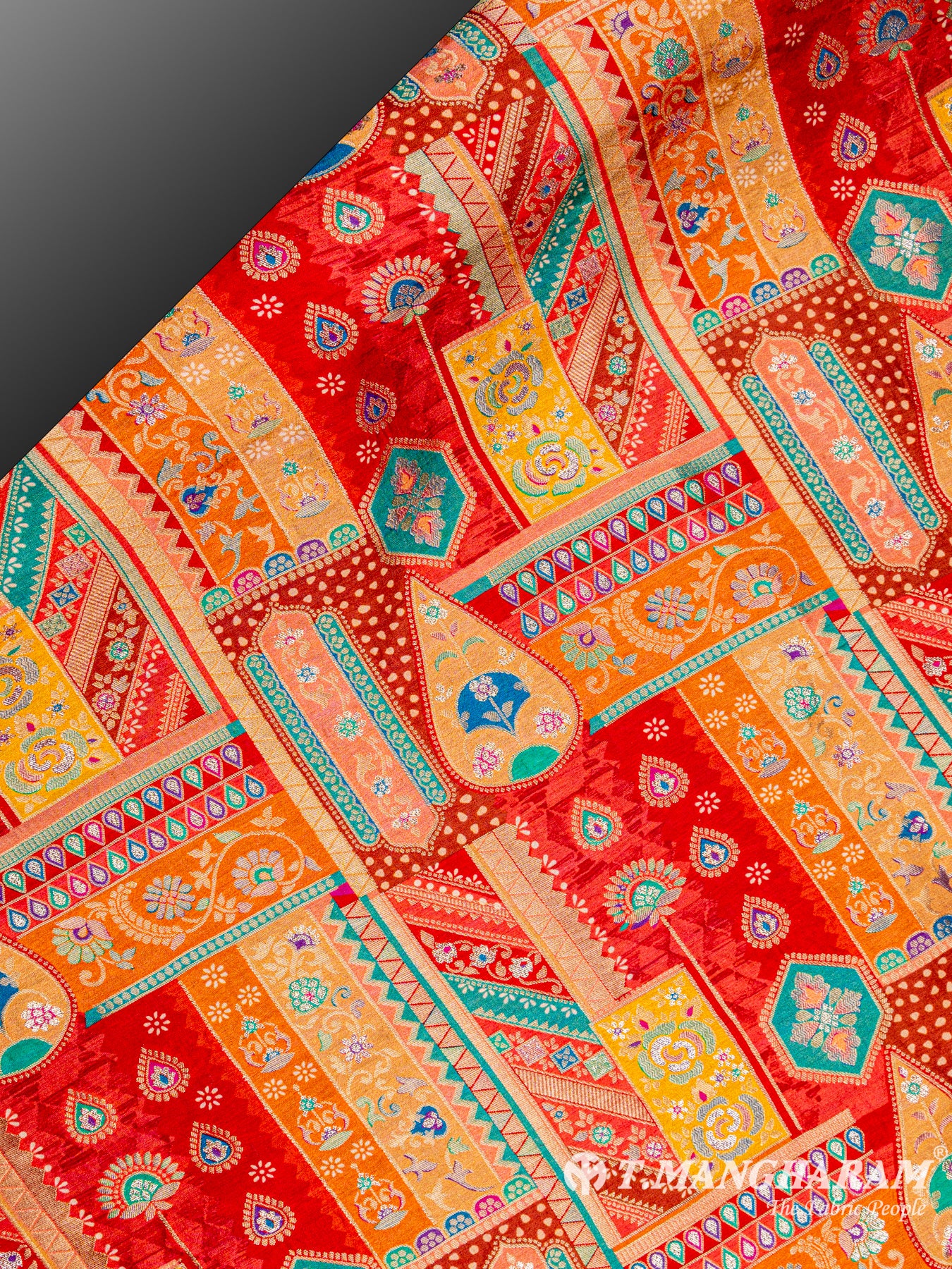 Multicolor Semi Banaras Fabric - EA1641 view-2