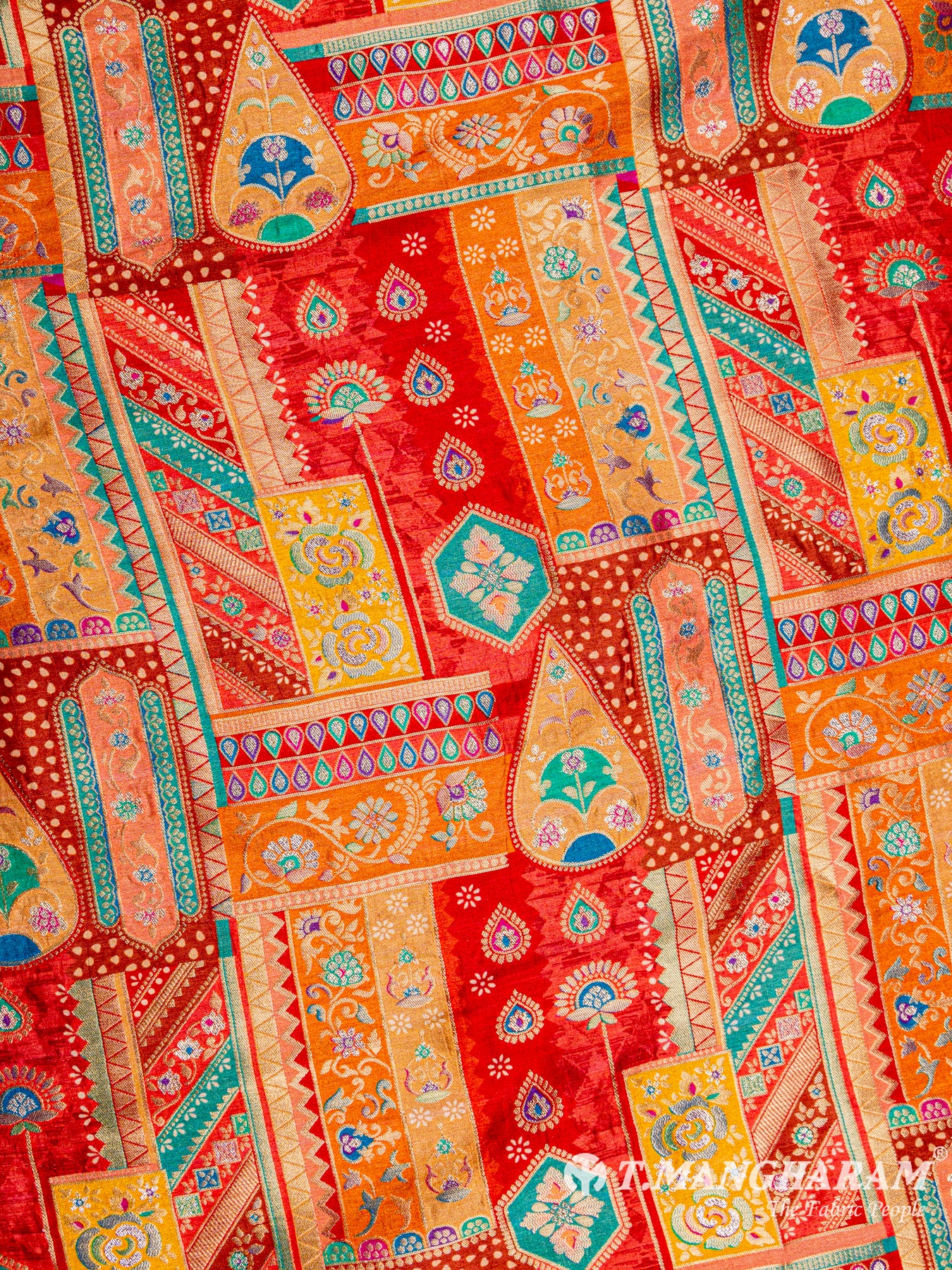 Multicolor Semi Banaras Fabric - EA1641 view-3
