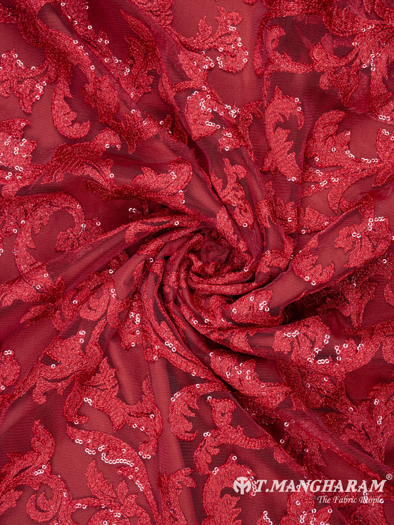 Maroon Fancy Net Fabric - EC6409 view-1