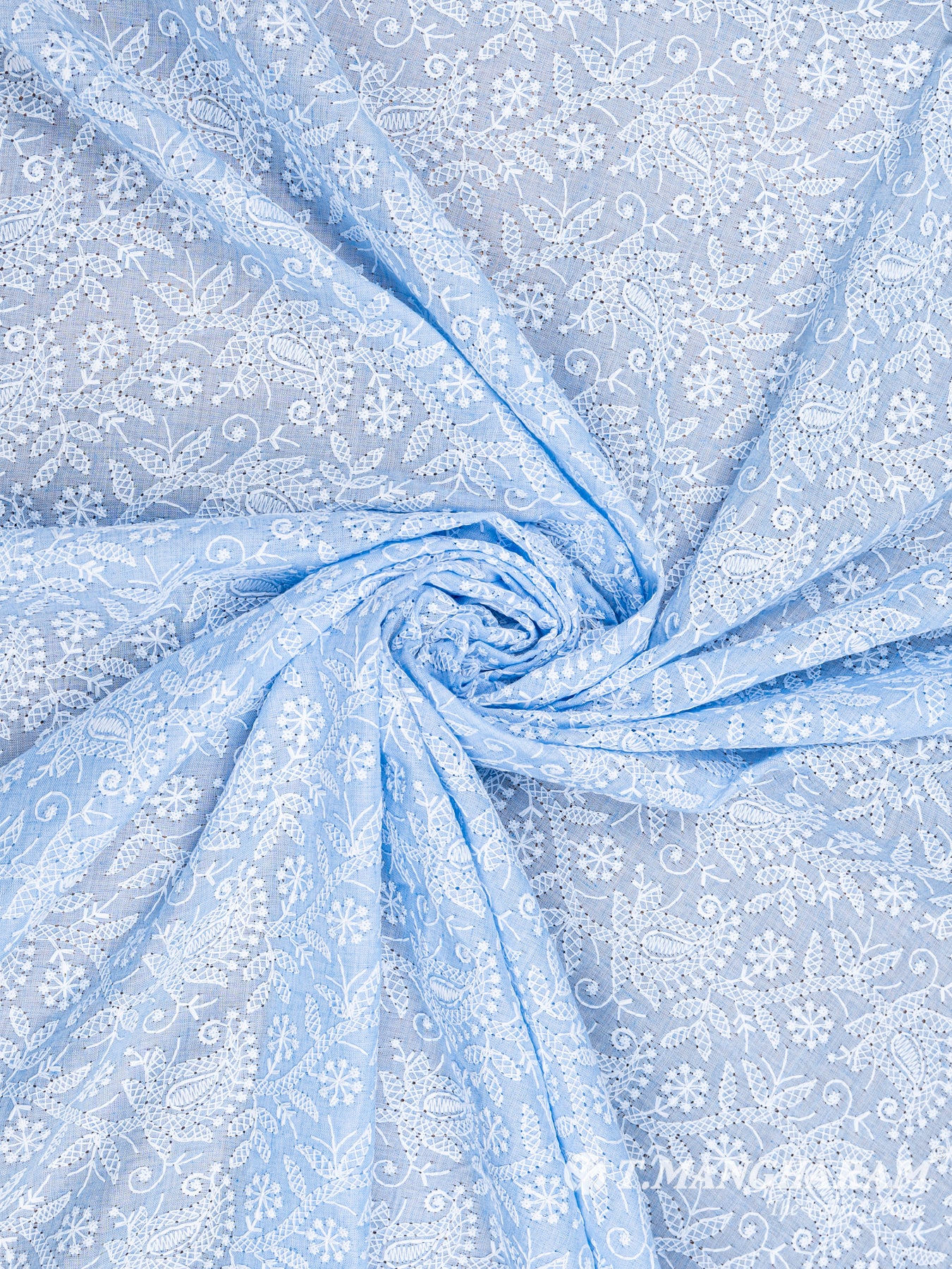 Blue Cotton Embroidery Fabric - EB4810 view-1