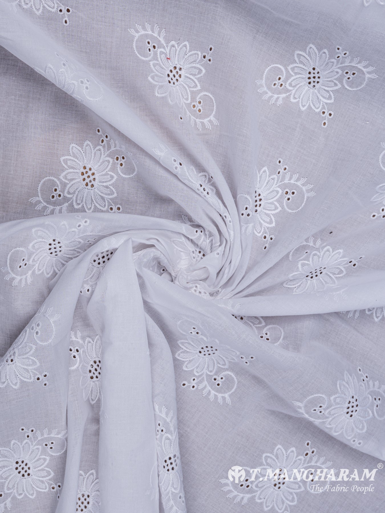 White Cotton Embroidery Fabric - EC6496 view-1