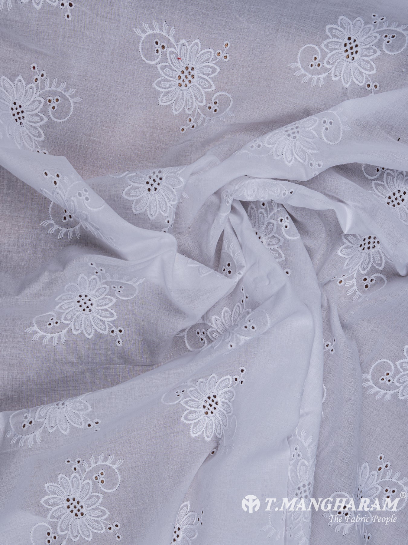 White Cotton Embroidery Fabric - EC6496 view-4