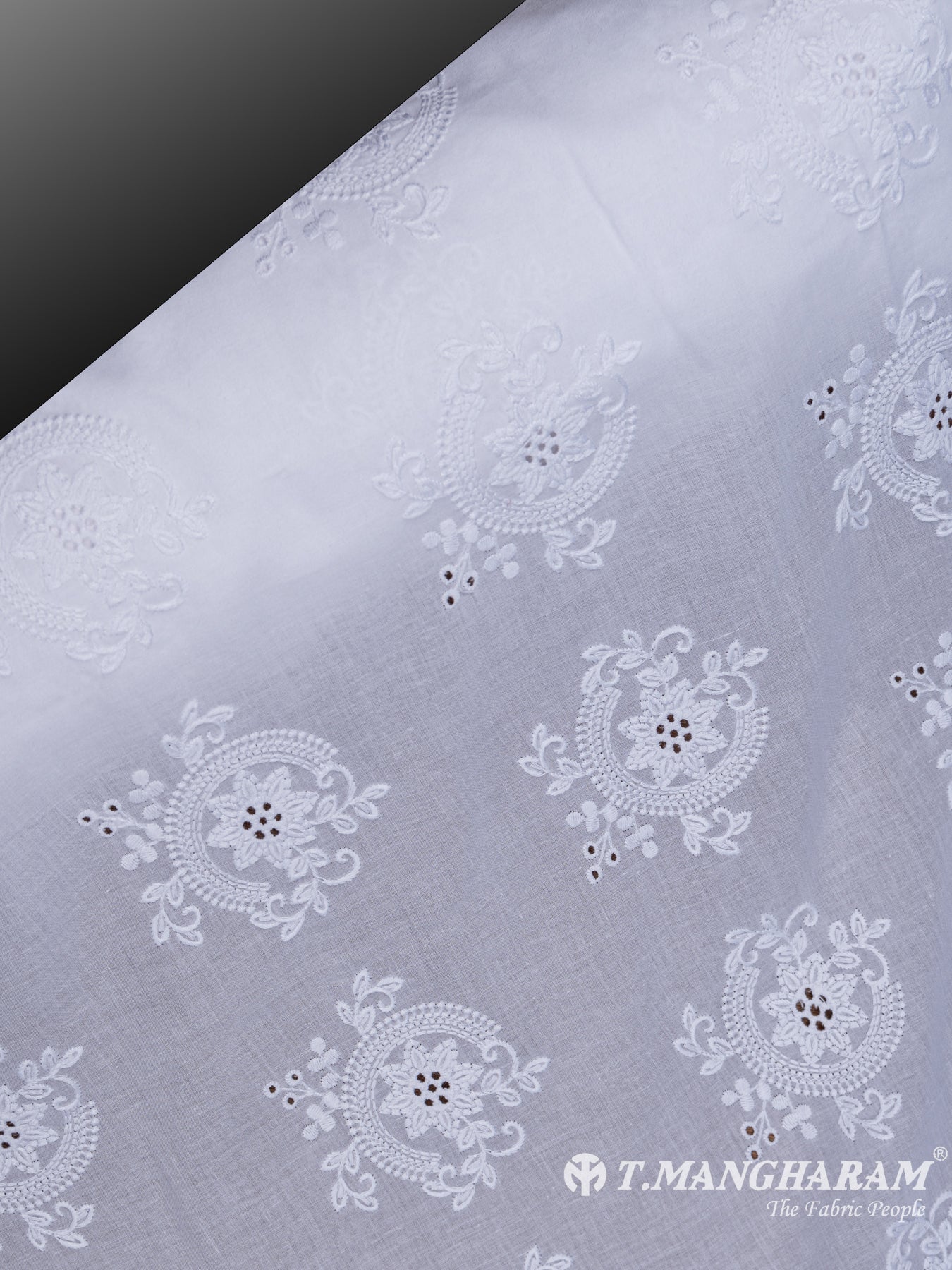 White Cotton Embroidery Fabric - EC6495 view-2