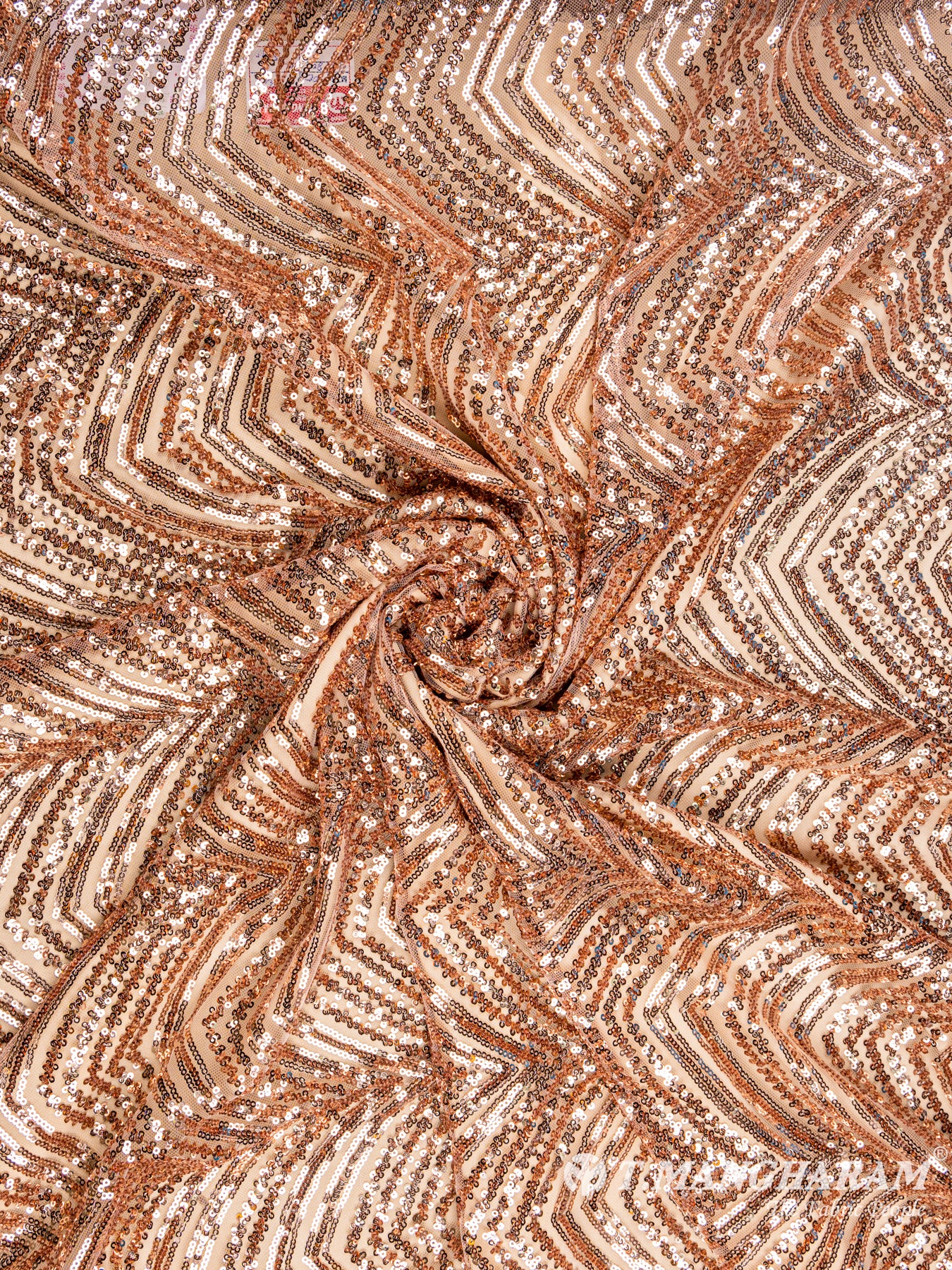 Rose Gold Sequin Net Fabric - EA1668 view-1