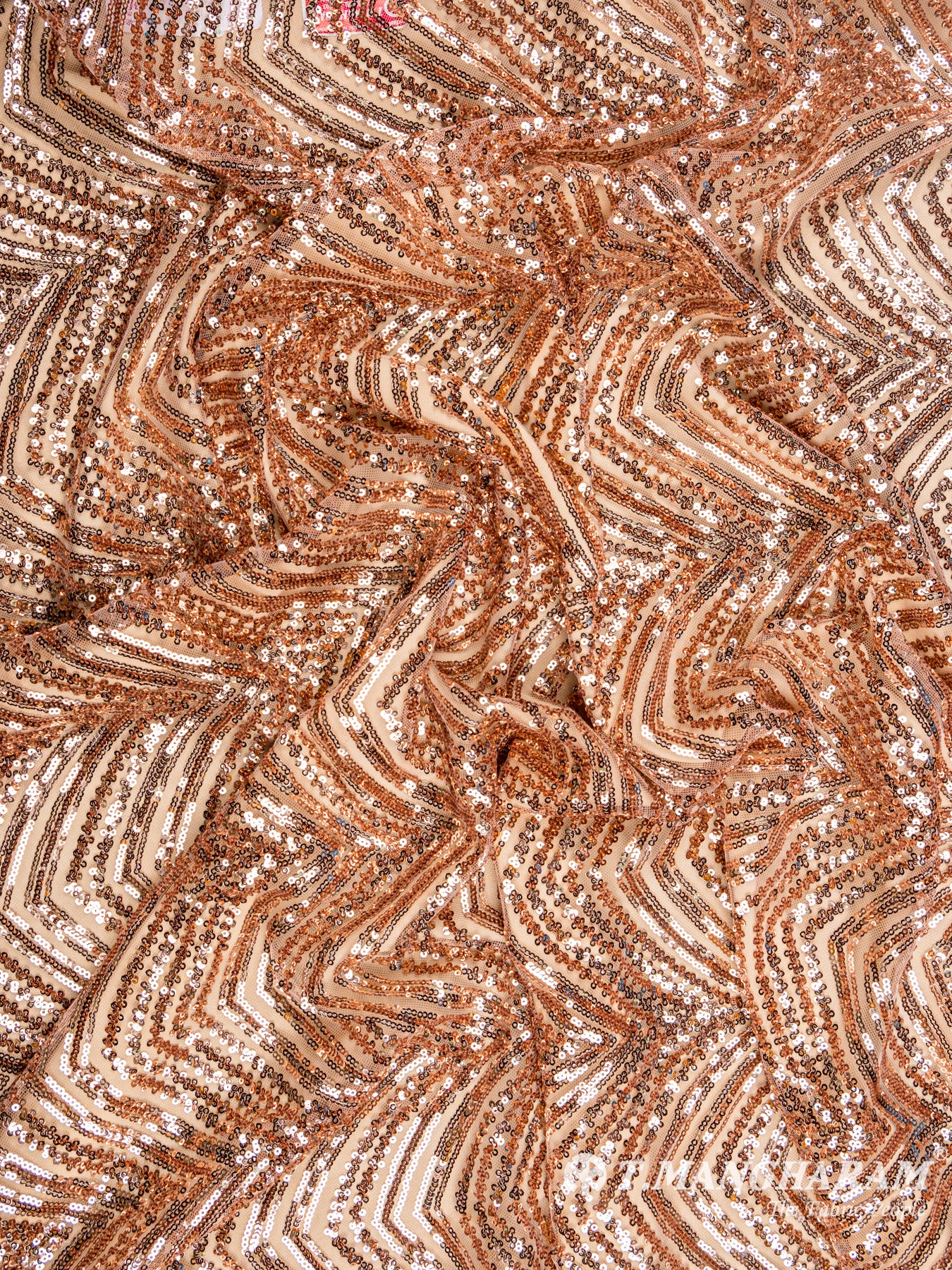 Rose Gold Sequin Net Fabric - EA1668 view-4