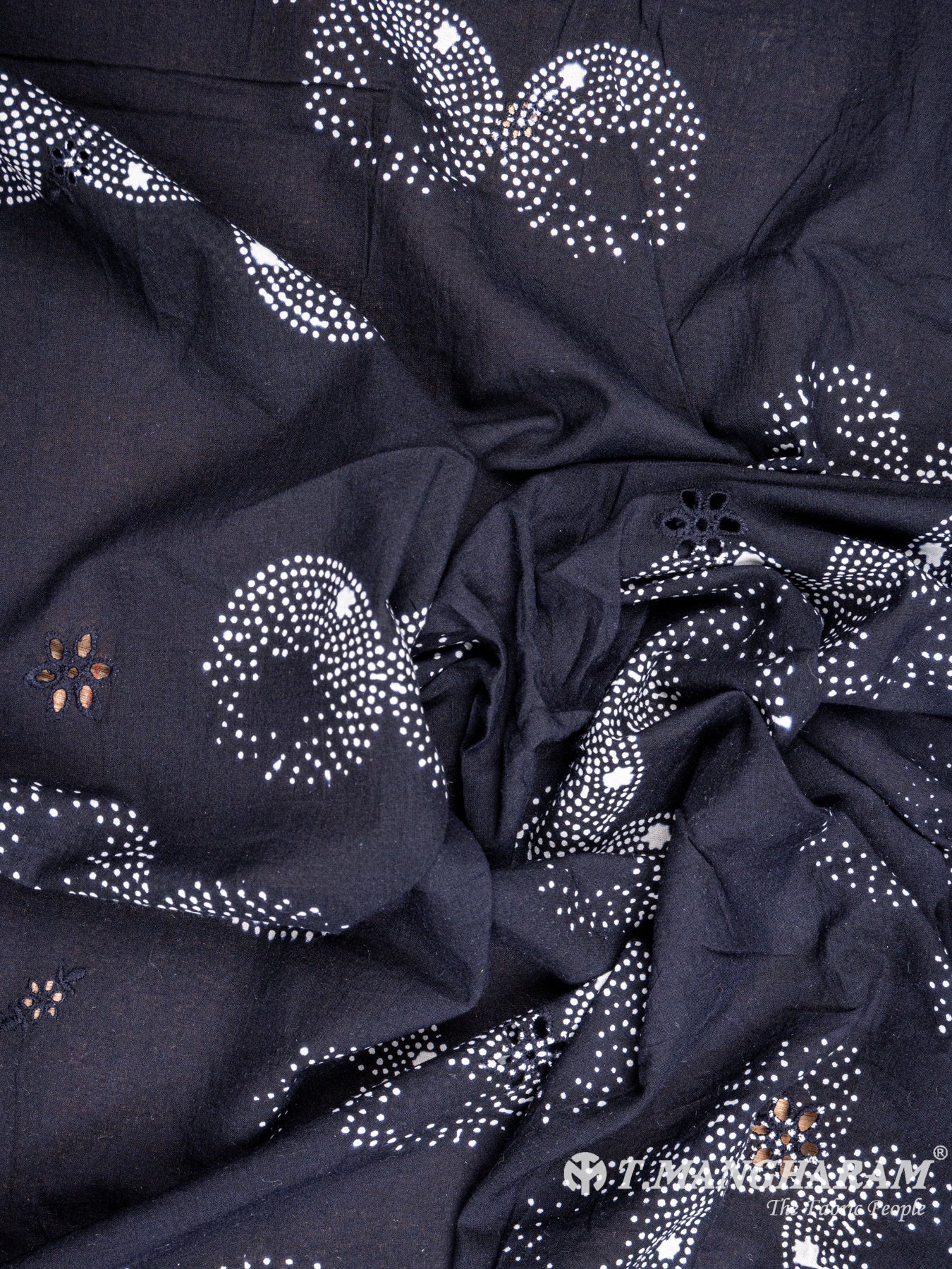 Black Cotton Embroidery Fabric - EA2178 view-4
