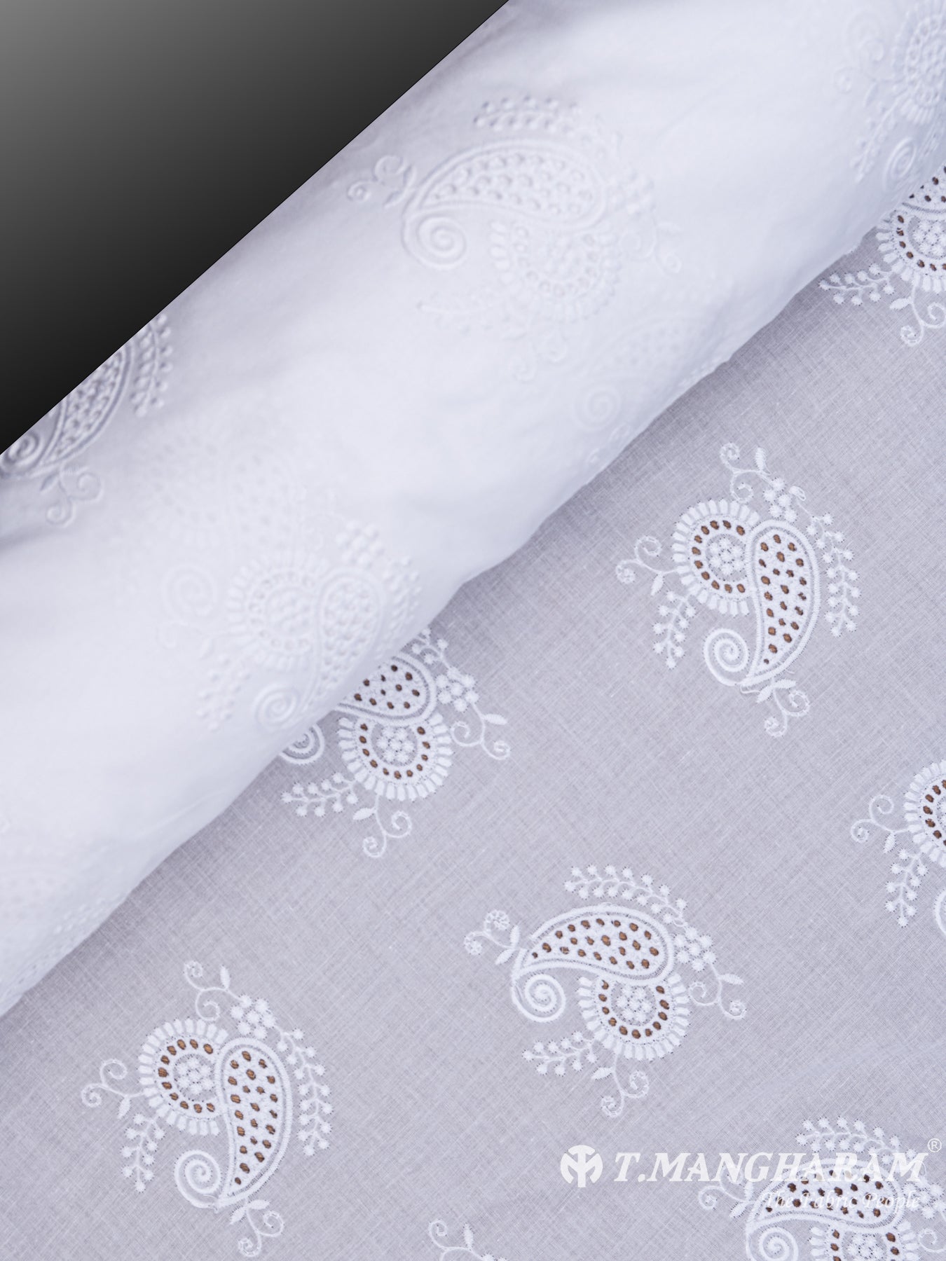 White Cotton Embroidery Fabric - EC6494 view-2