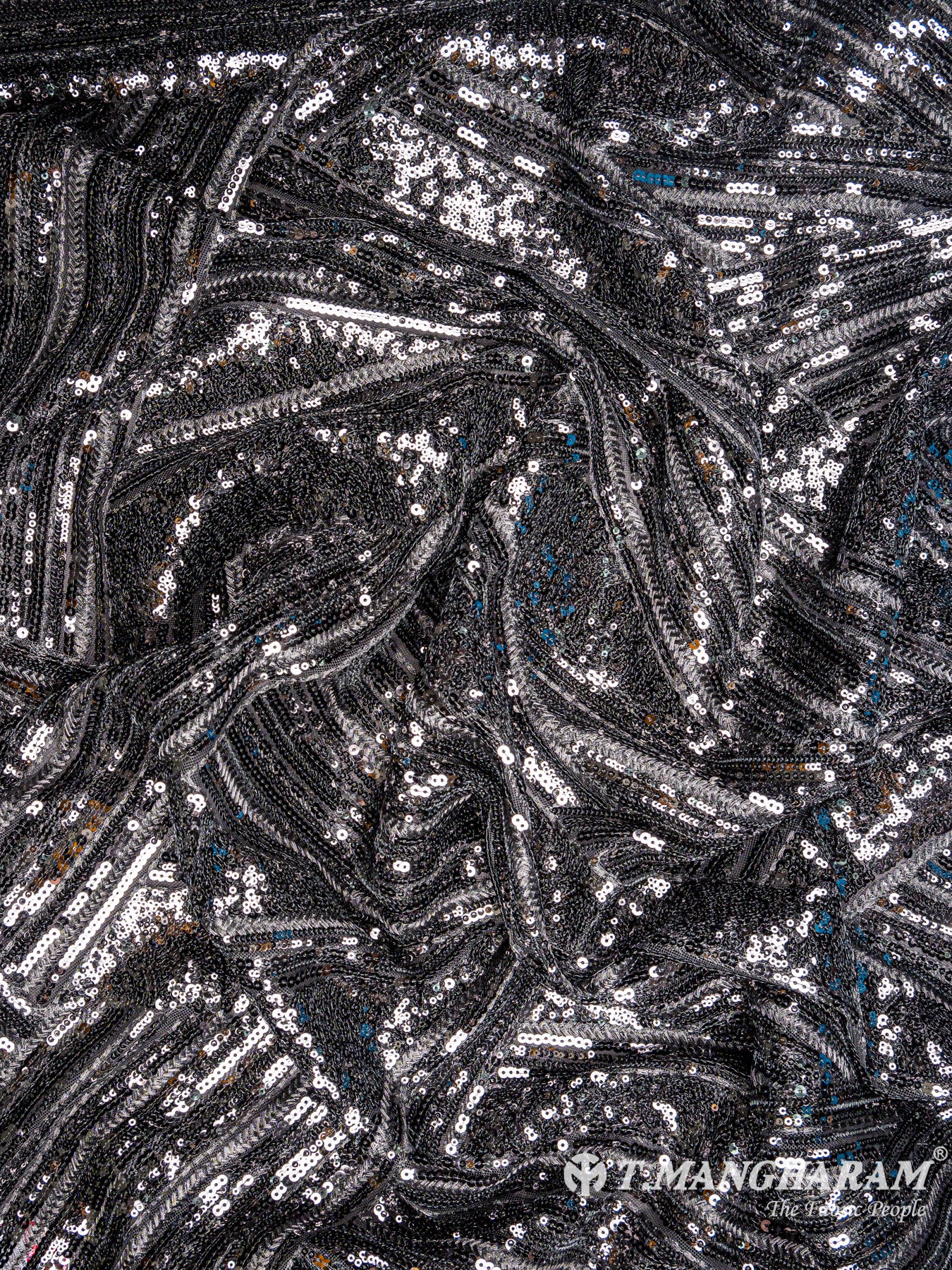 Black Sequin Net Fabric - EA1667 view-4