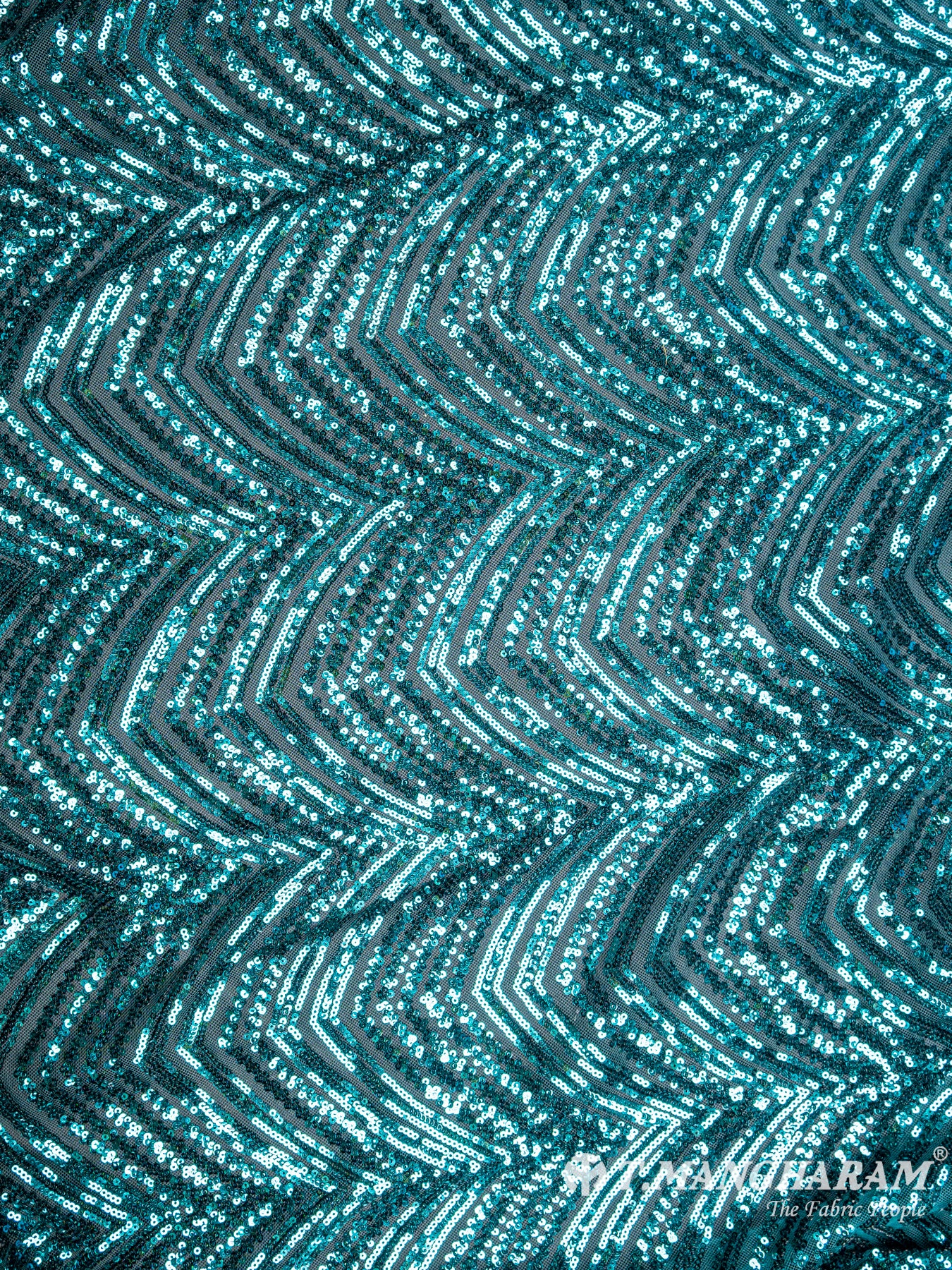Dark Green Sequin Net Fabric - EA1673 view-3