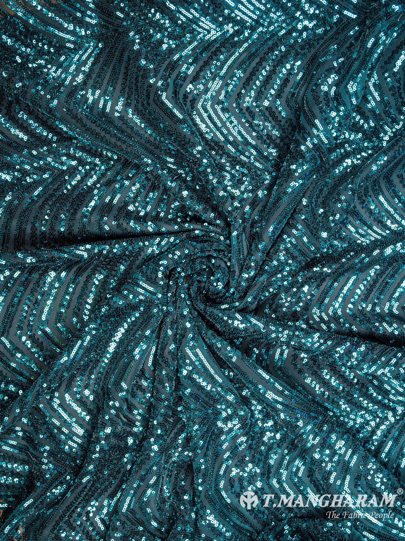 Dark Green Sequin Net Fabric - EA1673 view-1