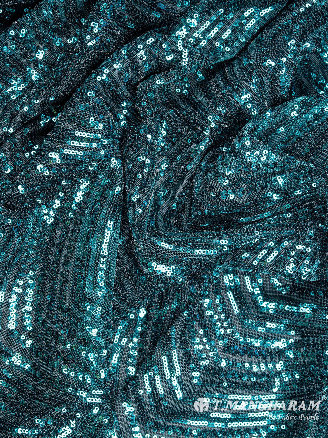 Dark Green Sequin Net Fabric - EA1673 view-4