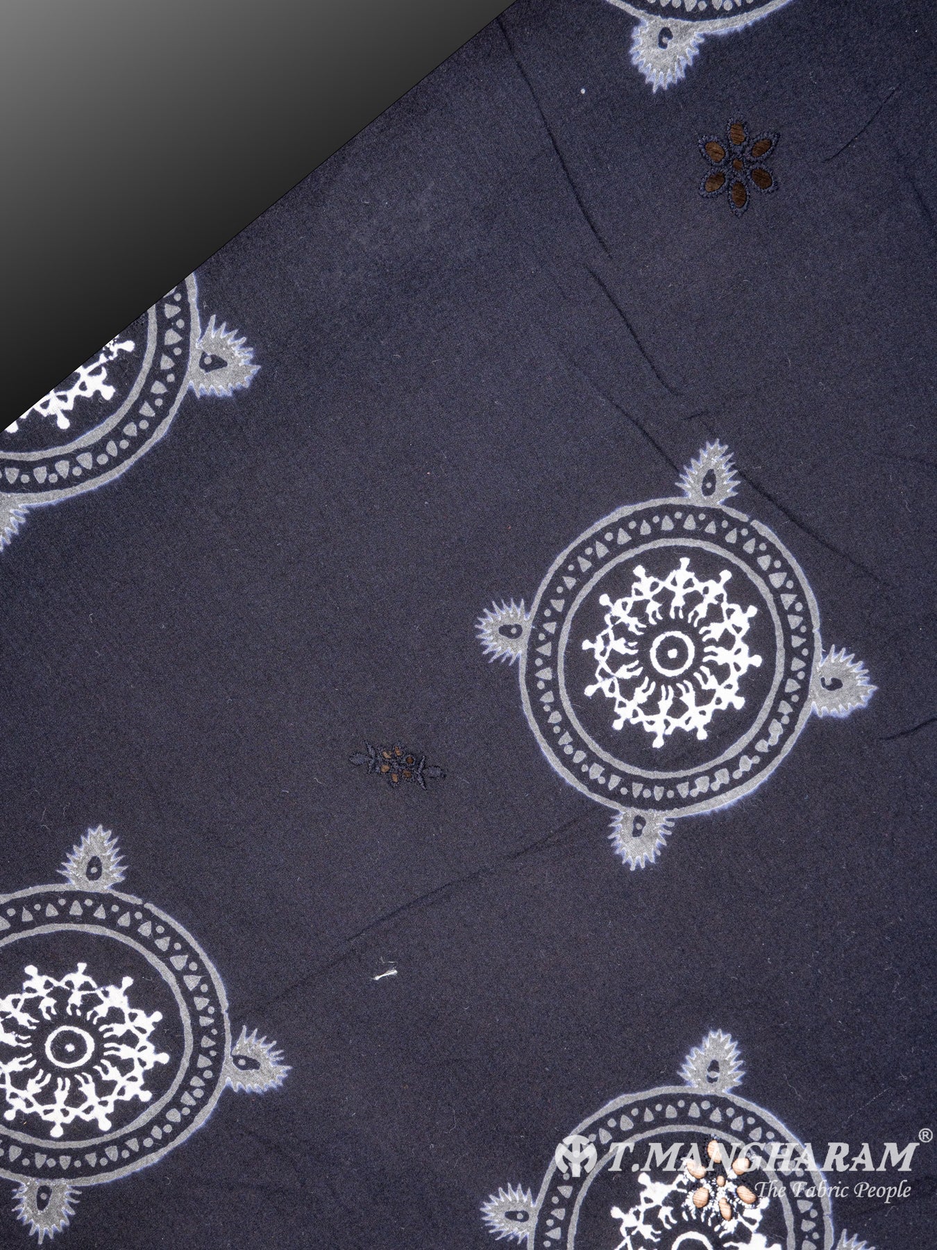 Black Cotton Embroidery Fabric - EA2180 view-2