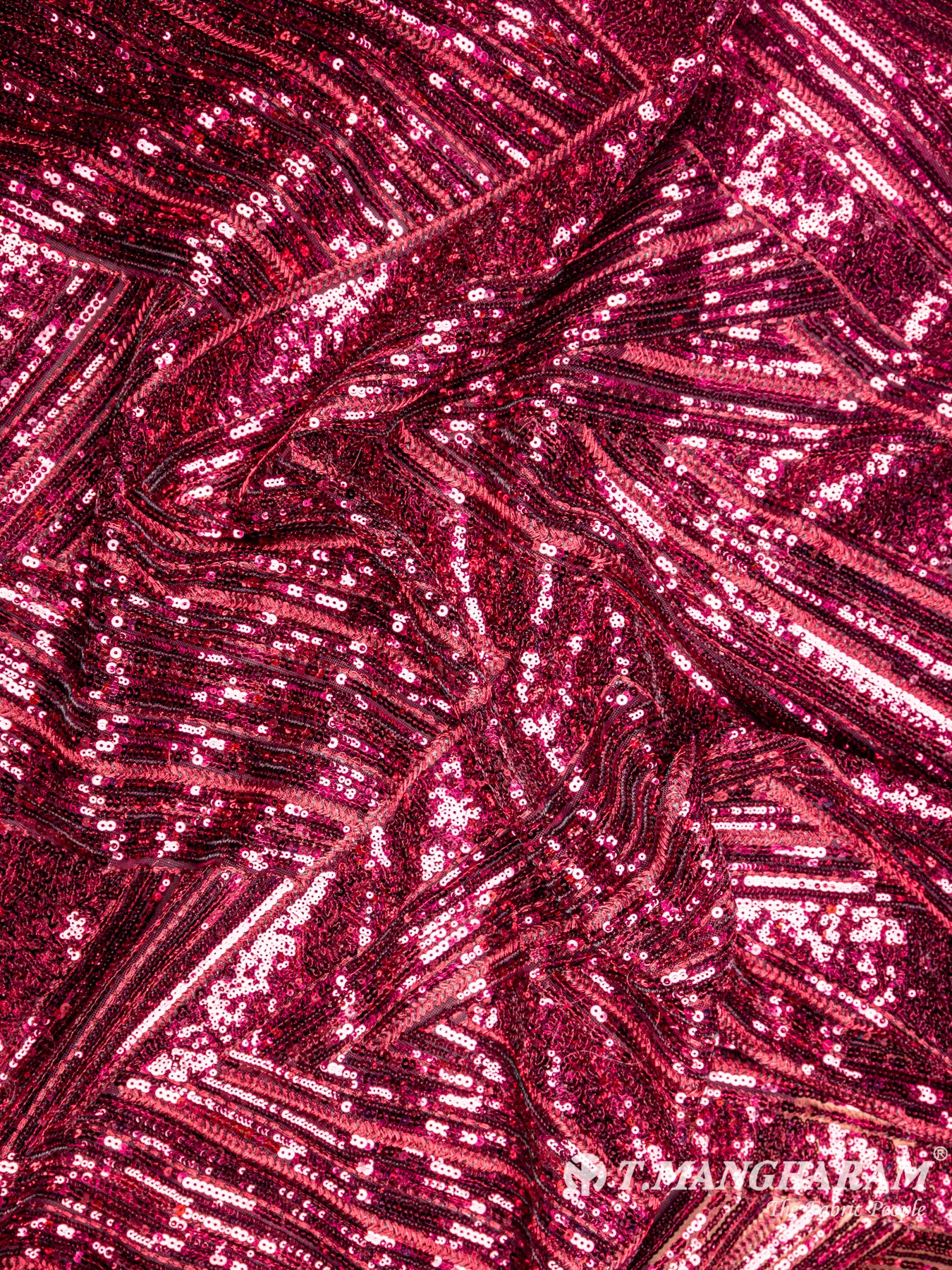 Maroon Sequin Net Fabric - EA1665 view-4